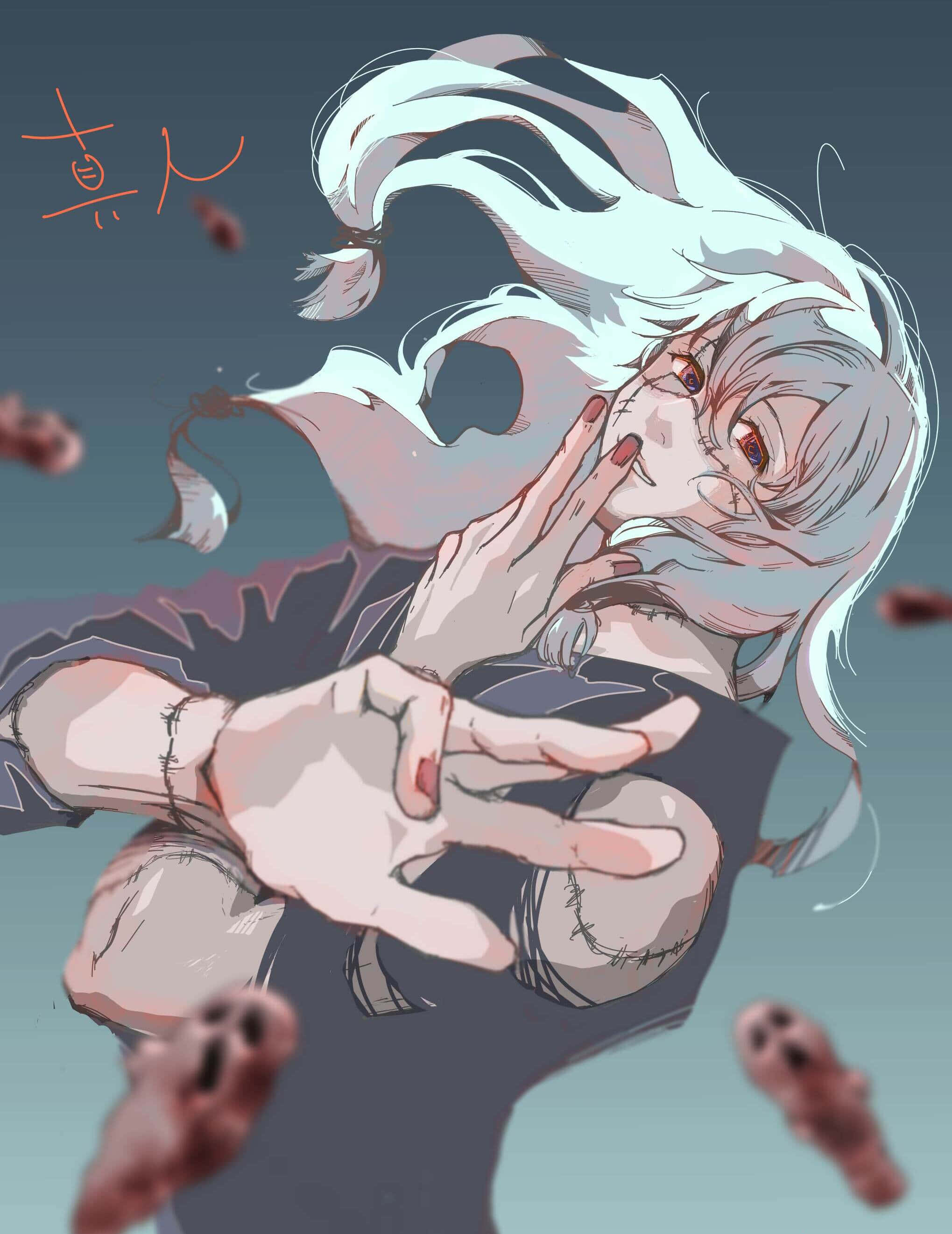 Mahito, silver hair, red eyes, 2K Phone Wallpaper
