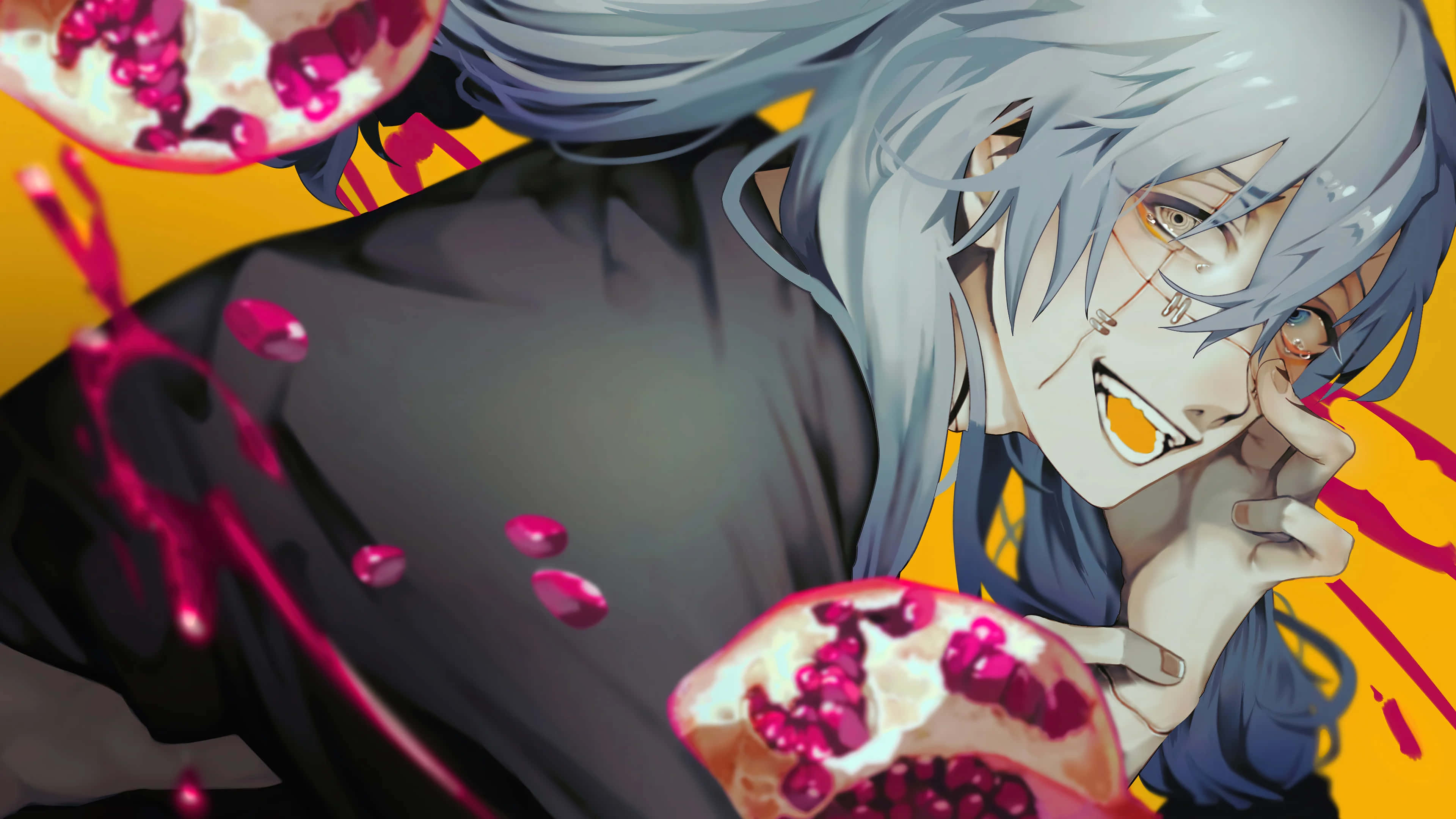 Mahito, silver-haired, glasses, 4K Desktop Wallpaper