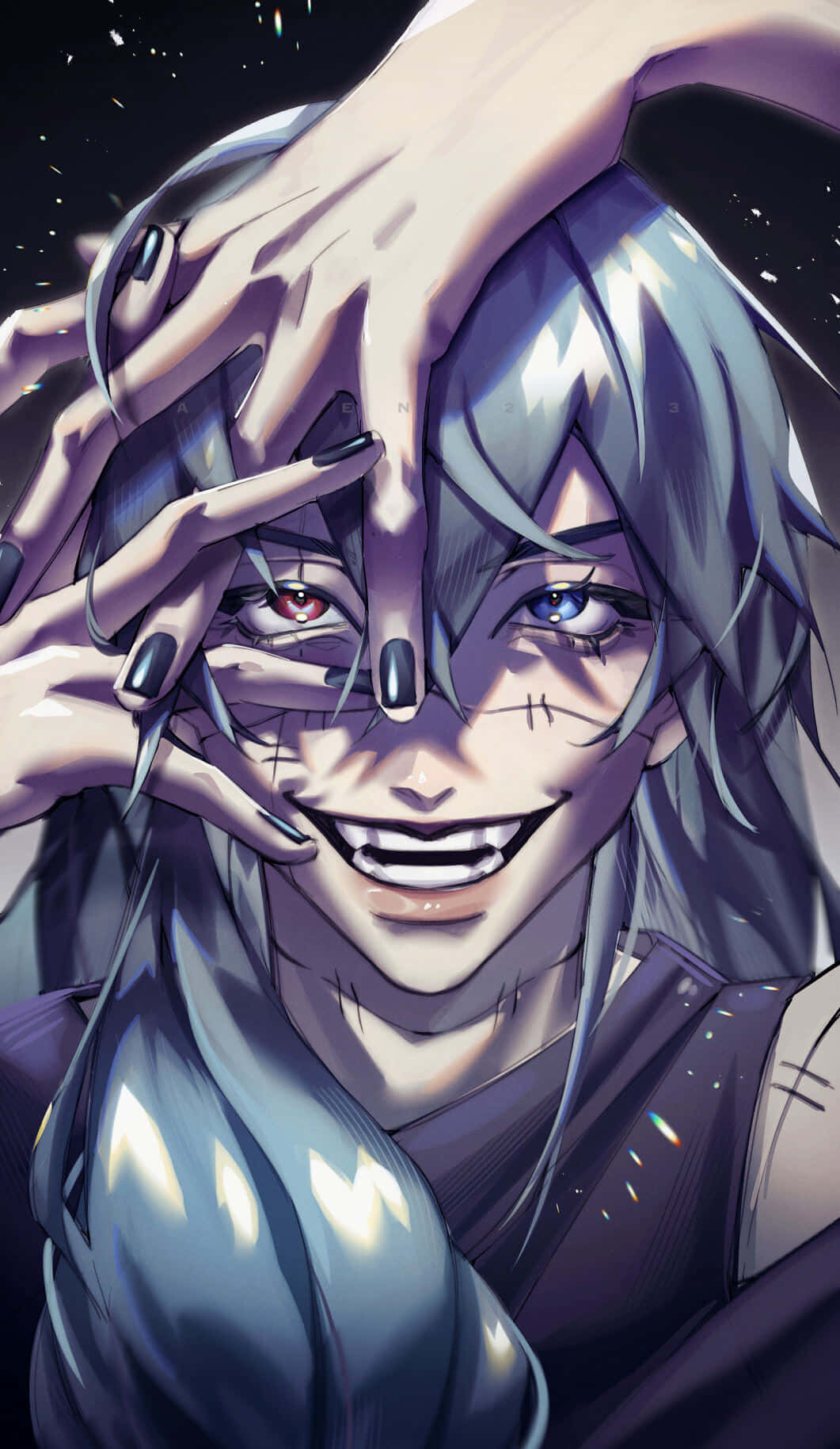 Mahito, mismatched eyes, long silver hair, HD Phone Wallpaper