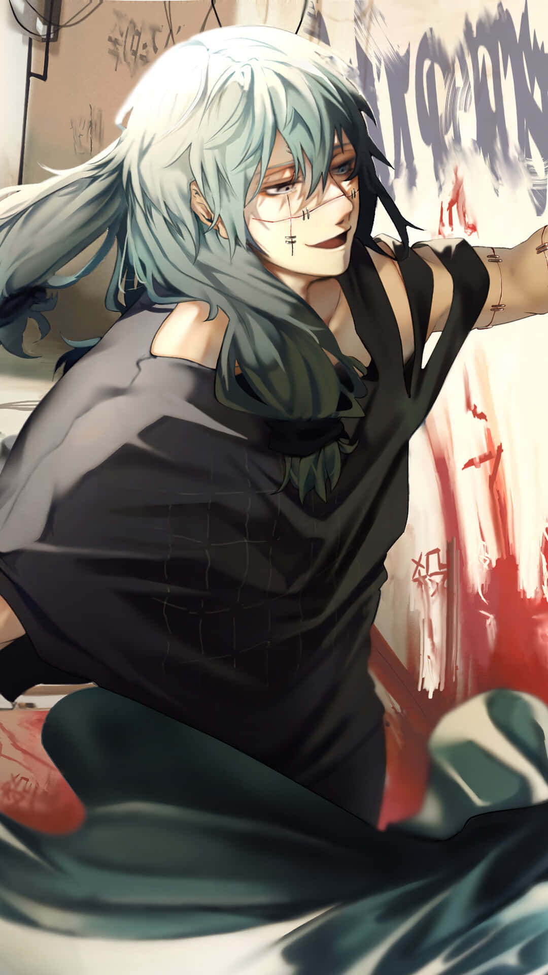 Mahito, silver hair, stitched face, Full HD Phone Wallpaper