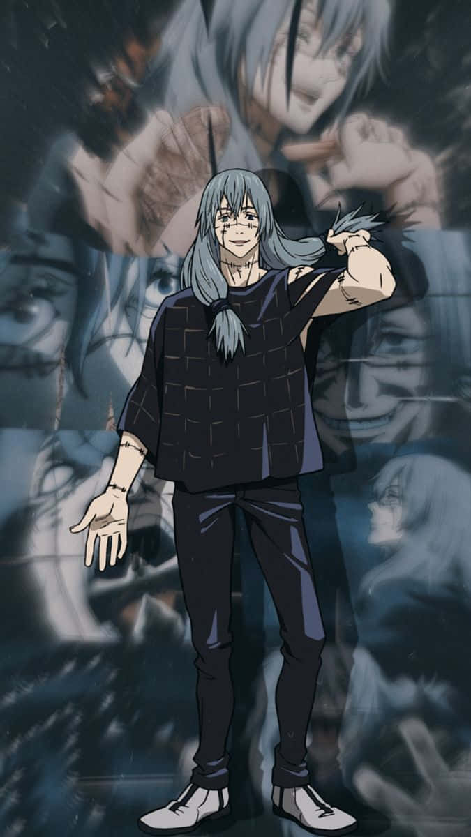 Mahito, silver-haired, black grid shirt, SD Phone Wallpaper
