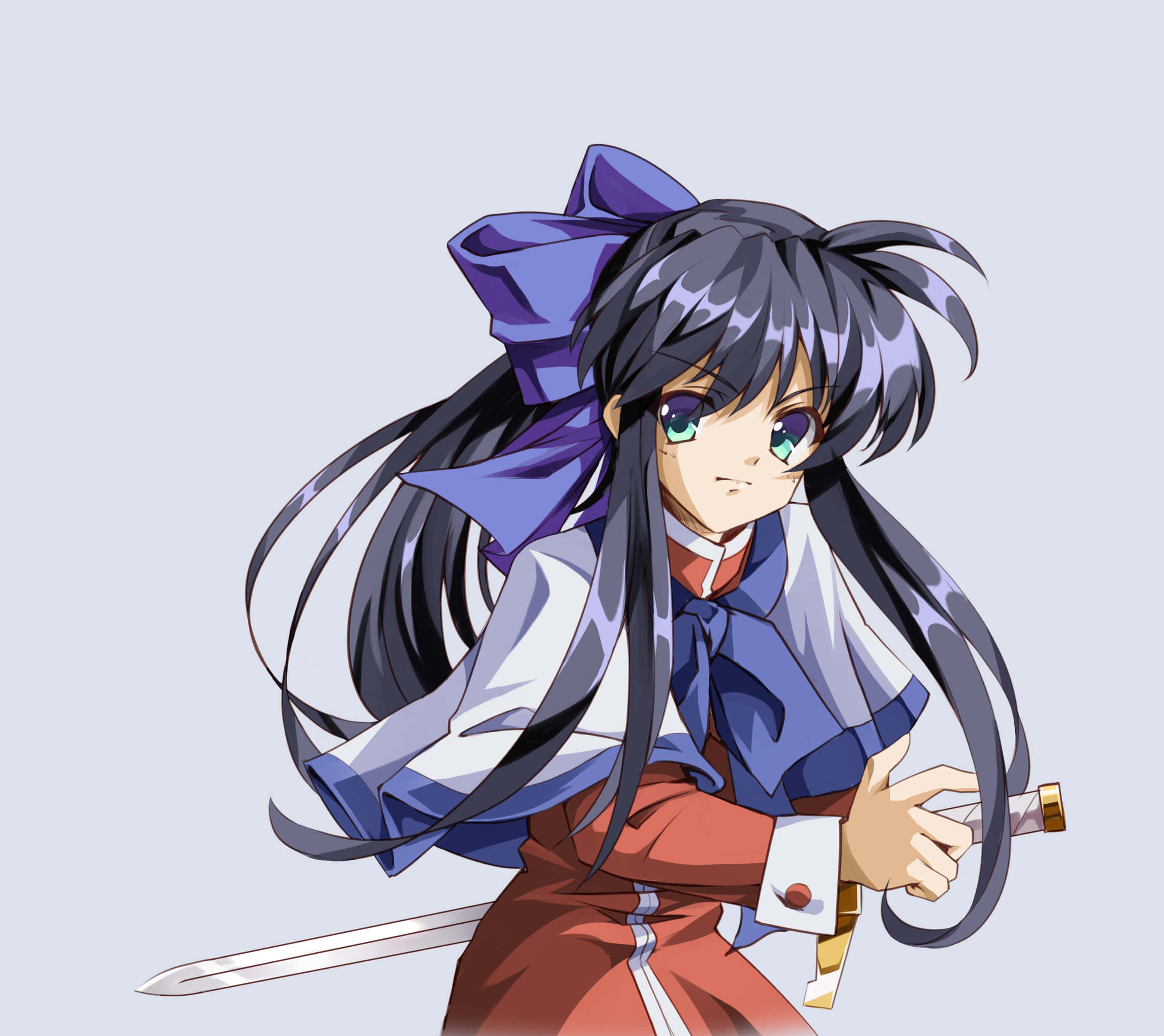 Mai Kawasumi, long black hair, purple bow, Full HD Desktop Wallpaper