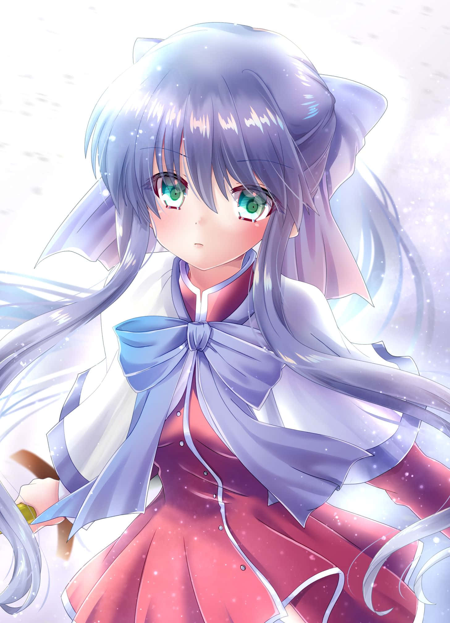 Mai Kawasumi, silver hair, green eyes, Full HD Phone Wallpaper