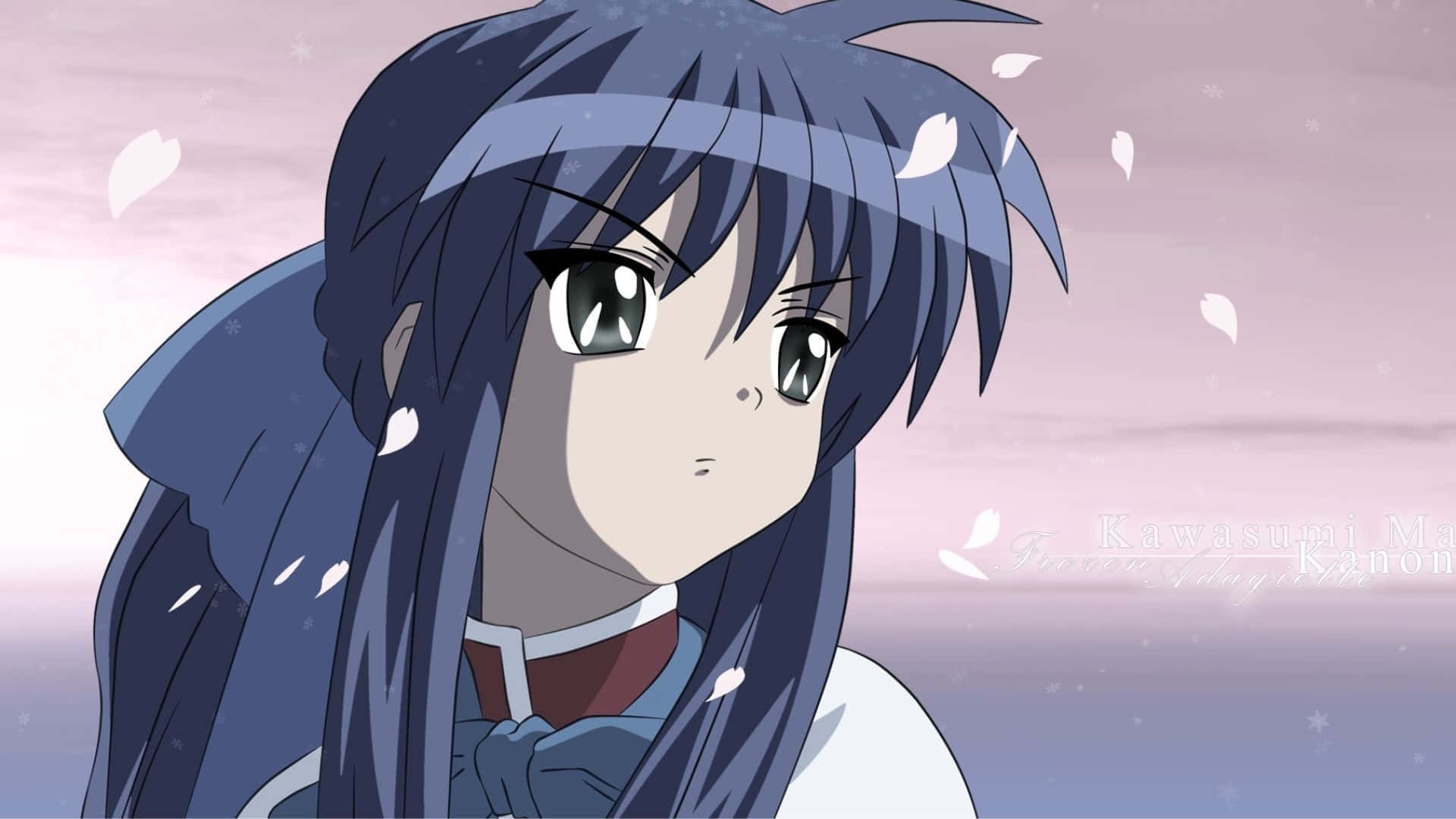 Mai Kawasumi, long blue hair, green eyes, Full HD Desktop Wallpaper