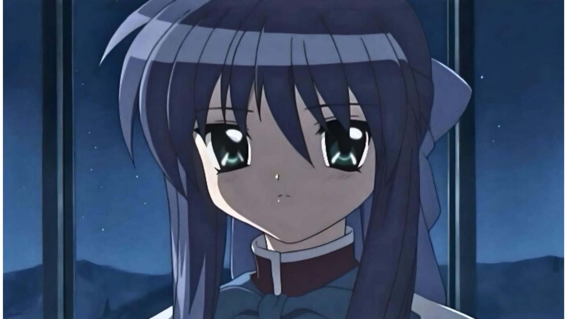 Mai Kawasumi, purple hair, glowing eyes, Full HD Desktop Wallpaper