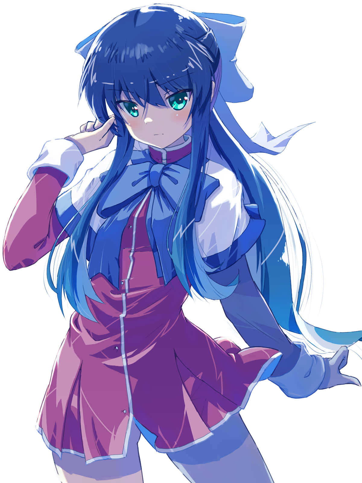 Mai Kawasumi, blue-haired, green eyes, HD Phone Wallpaper