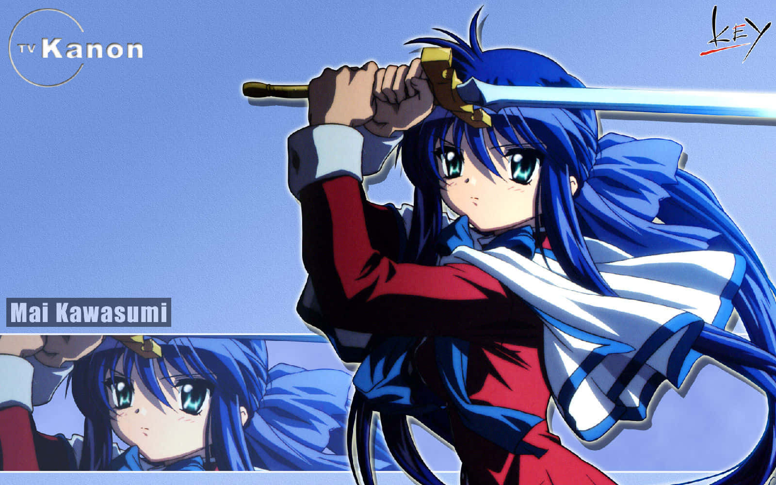 Mai Kawasumi, blue hair, green eyes, HD Desktop Wallpaper