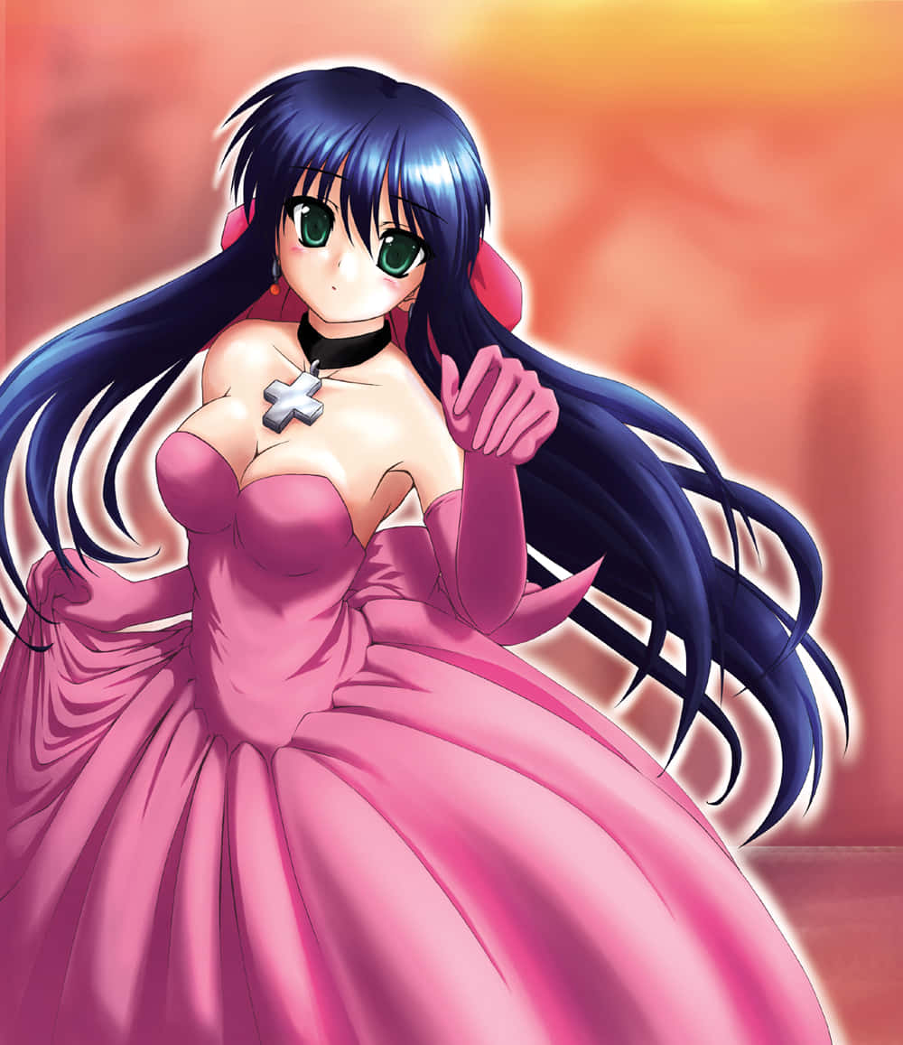 Mai Kawasumi, pink strapless gown, cross necklace, SD Phone Wallpaper