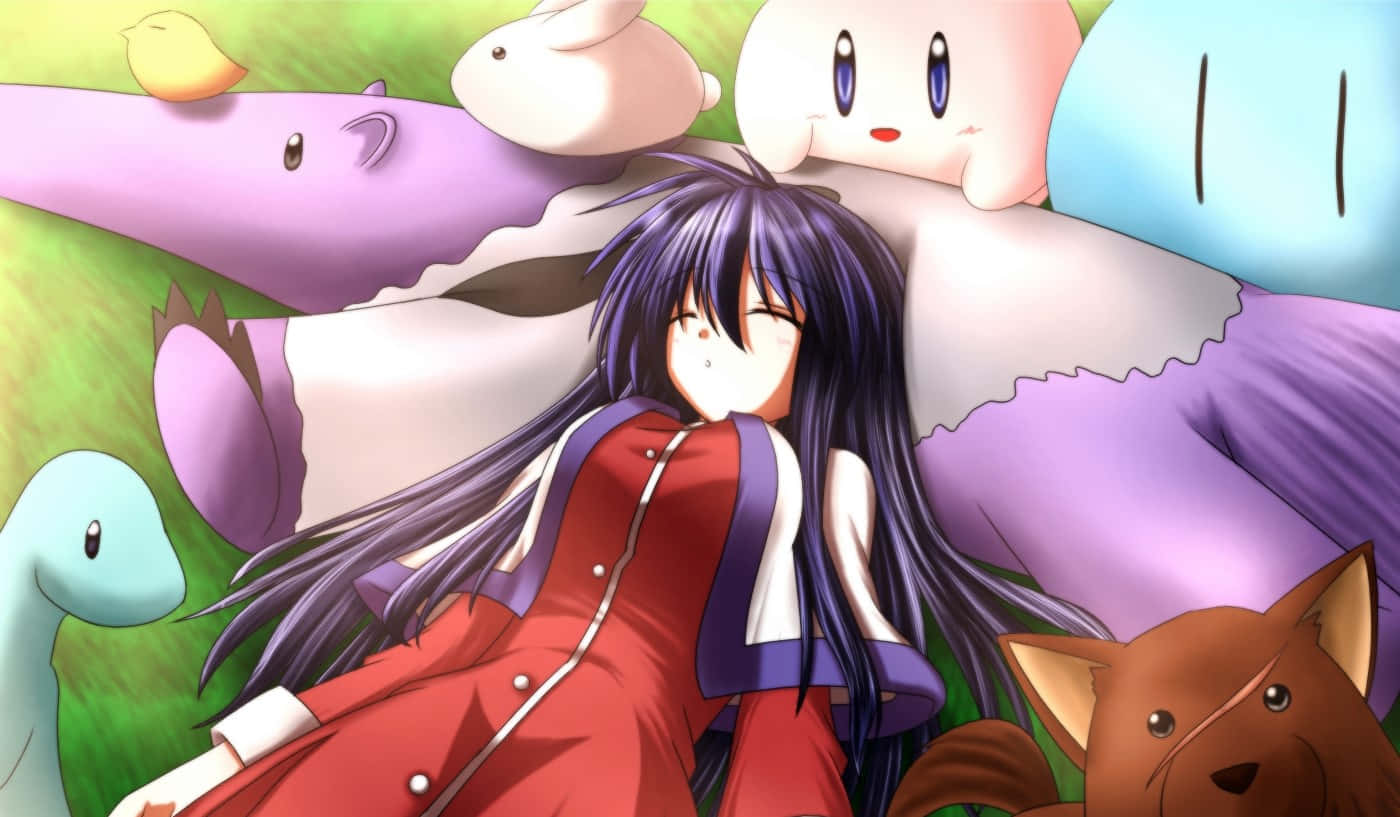 Mai Kawasumi, colorful plush toys, soft pastel pillows, HD Desktop Wallpaper