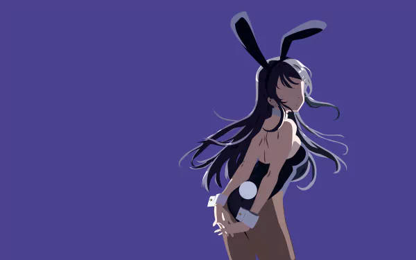 Mai Sakurajima, long black hair, bunny ears, SD Desktop Wallpaper