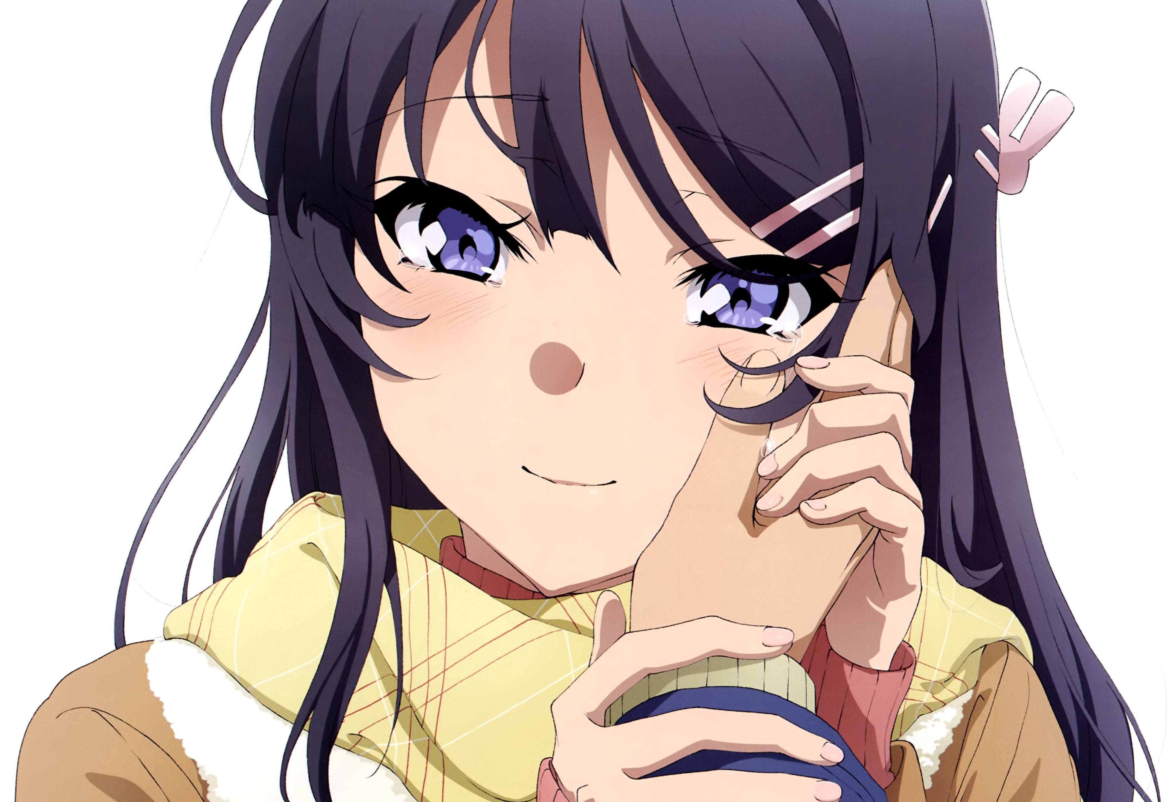 Mai Sakurajima, purple eyes, dark hair, 4K Desktop Wallpaper