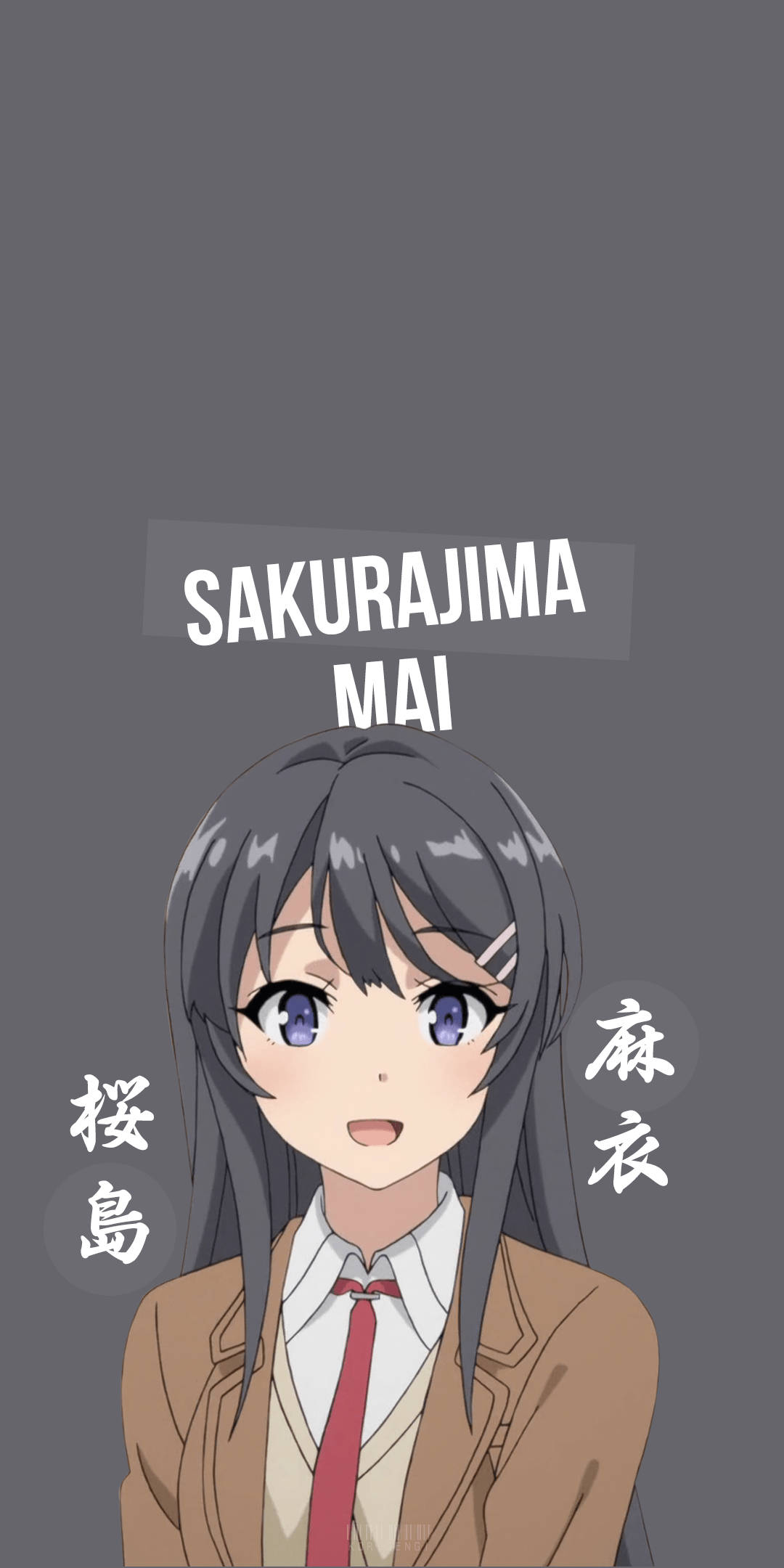 Mai Sakurajima, school uniform, gray hair, Full HD Phone Wallpaper