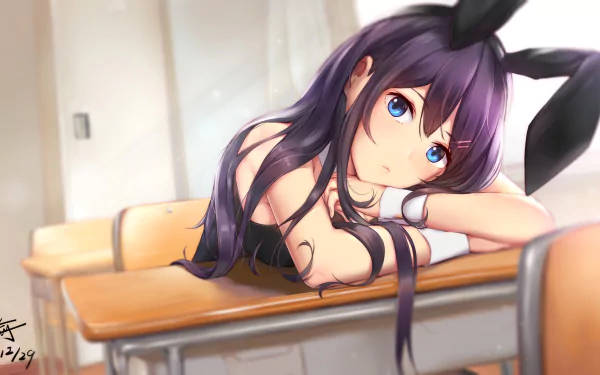 Mai Sakurajima, purple-haired, bunny ears, SD Desktop Wallpaper