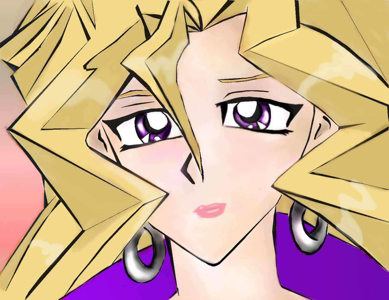 Mai Valentine, spiky blonde hair, purple eyes, HD Desktop Wallpaper