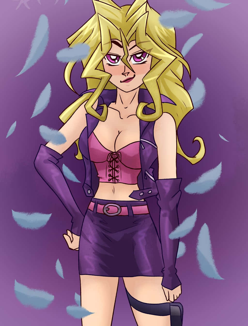 Mai Valentine, spiky blonde hair, purple eyes, HD Phone Wallpaper