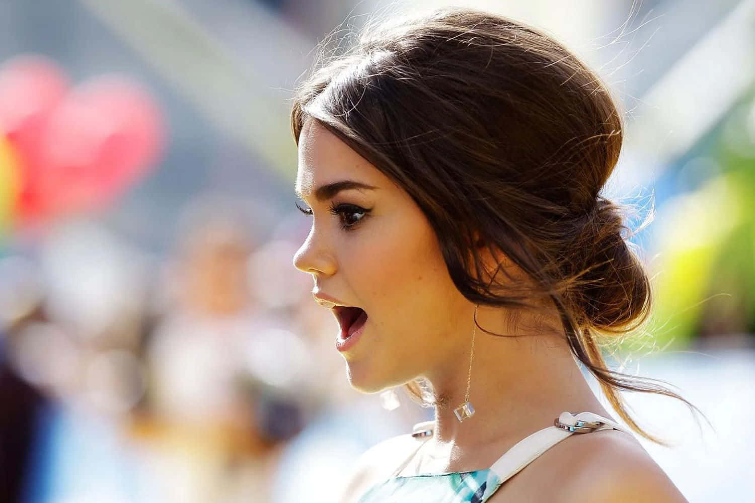 Maia Mitchell, brown hair, bun, HD Desktop Wallpaper