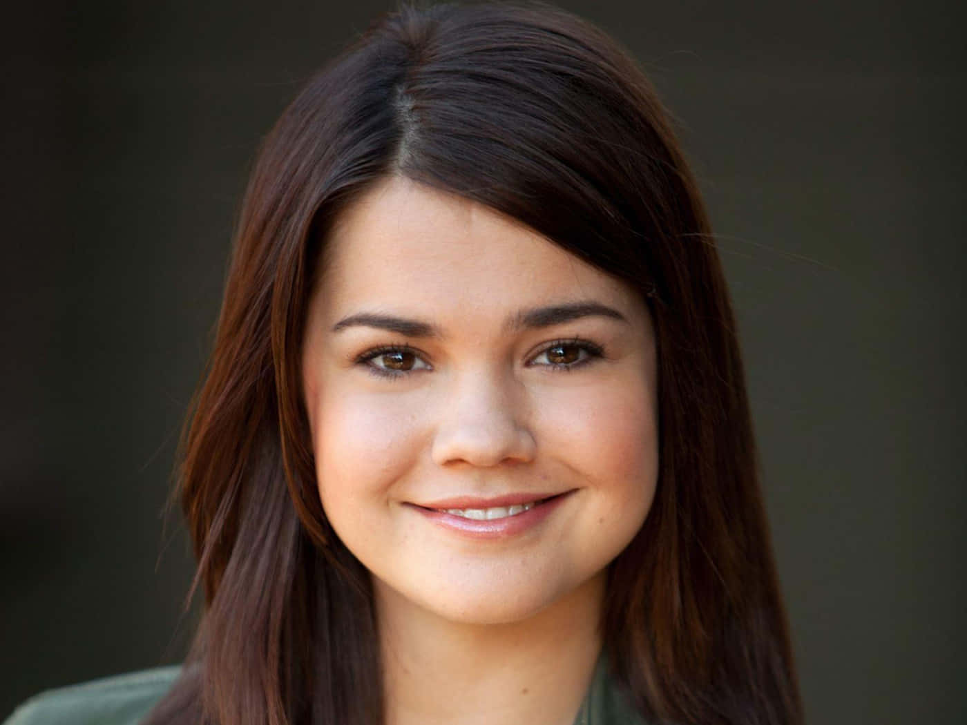 Maia Mitchell, smiling portrait, long brown hair, HD Desktop Wallpaper