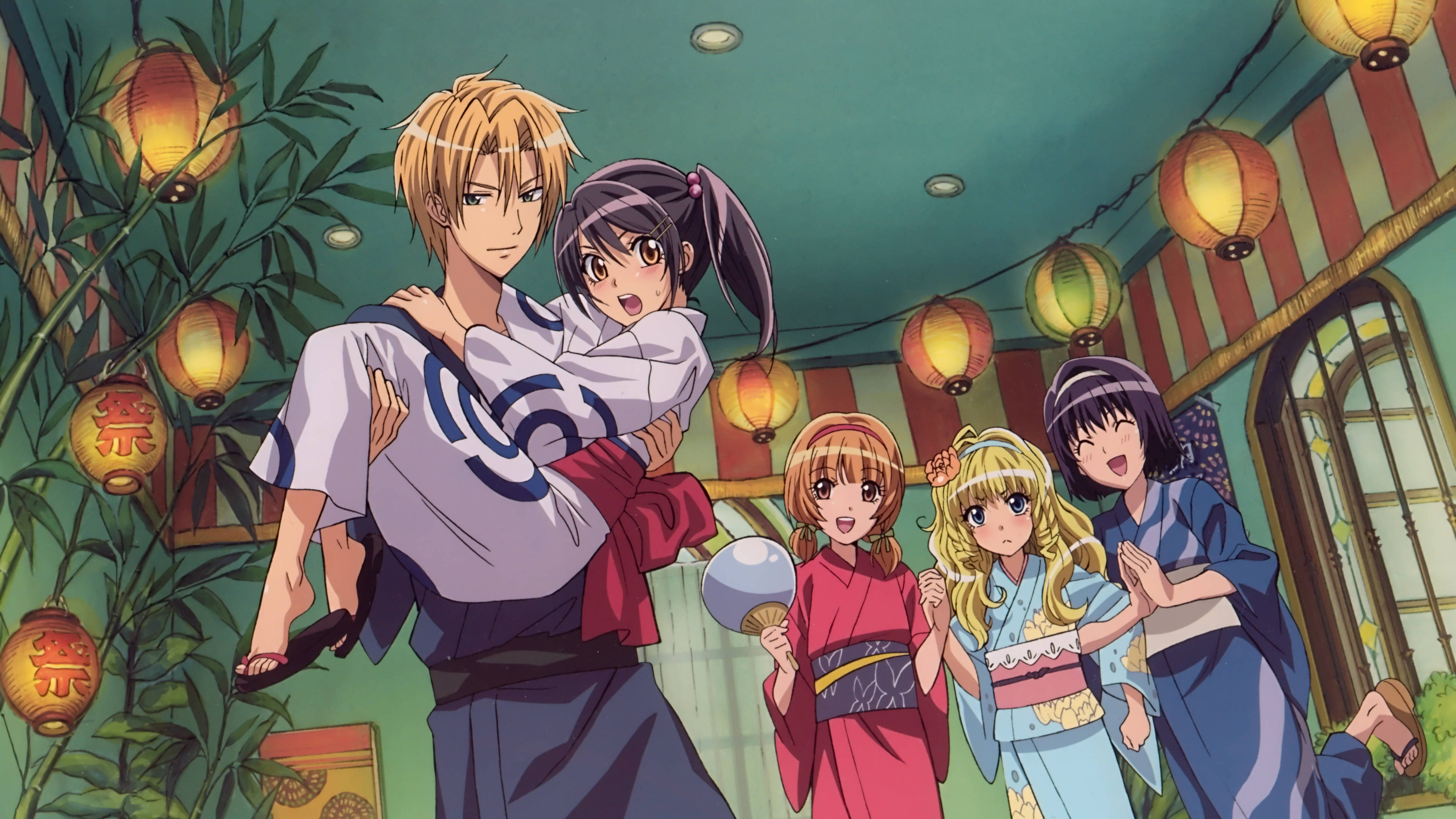Maid Sama, kimono, paper lanterns, 4K Desktop Wallpaper