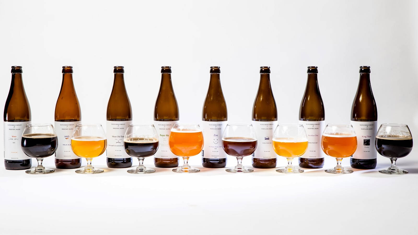 Maine Beer Company, amber beer bottles, dark stout, HD Desktop Wallpaper