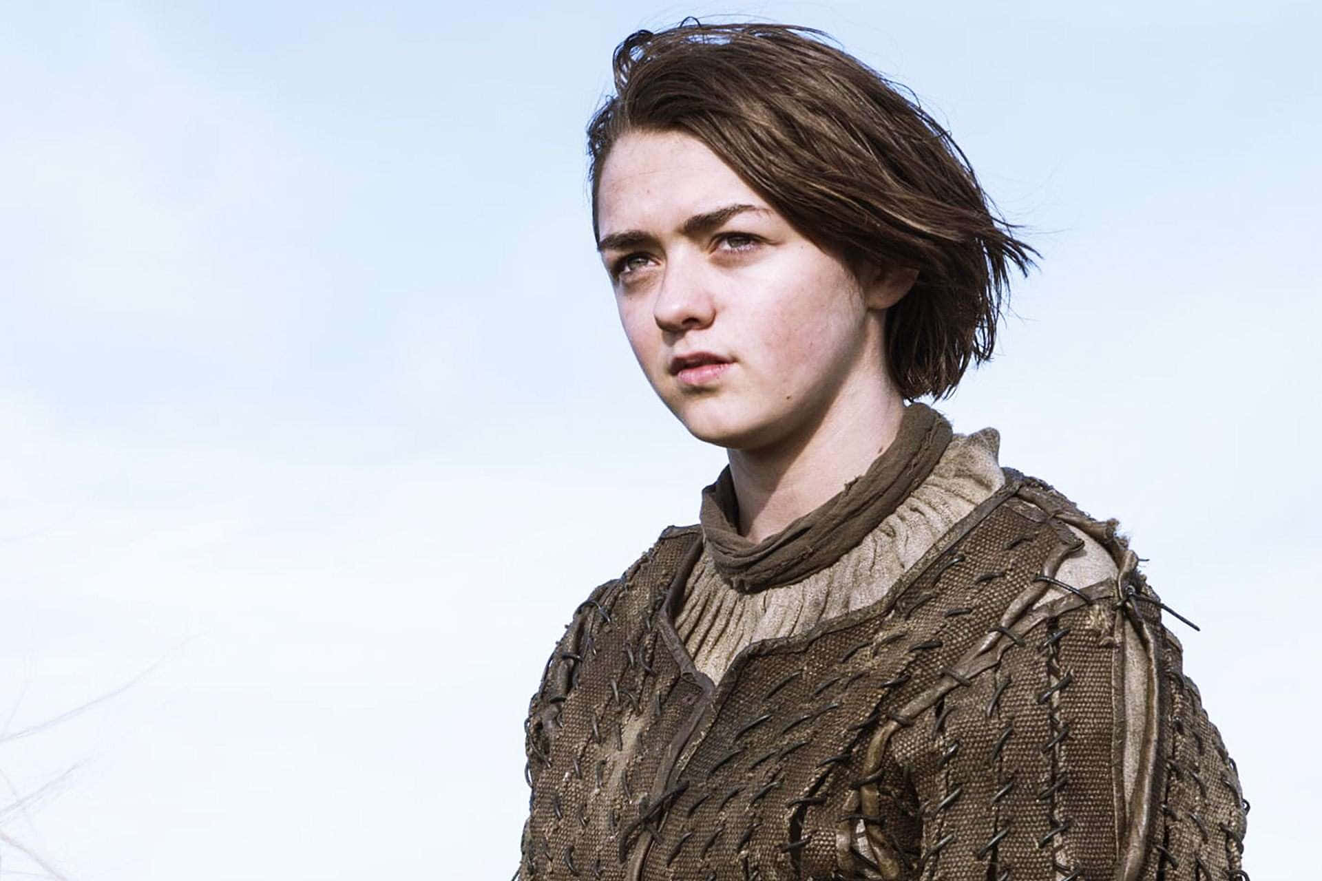 Maisie Williams, tousled brown hair, intense gaze, Full HD Desktop Wallpaper