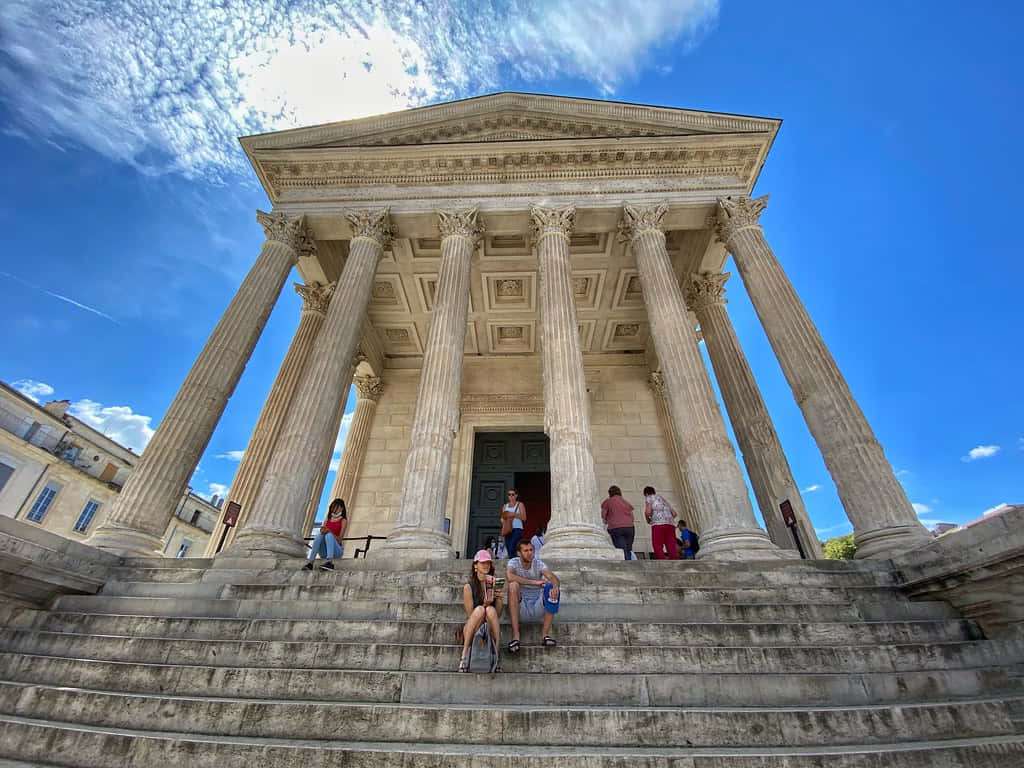 Maison Carrée, neoclassical temple, tall columns, SD Desktop Wallpaper