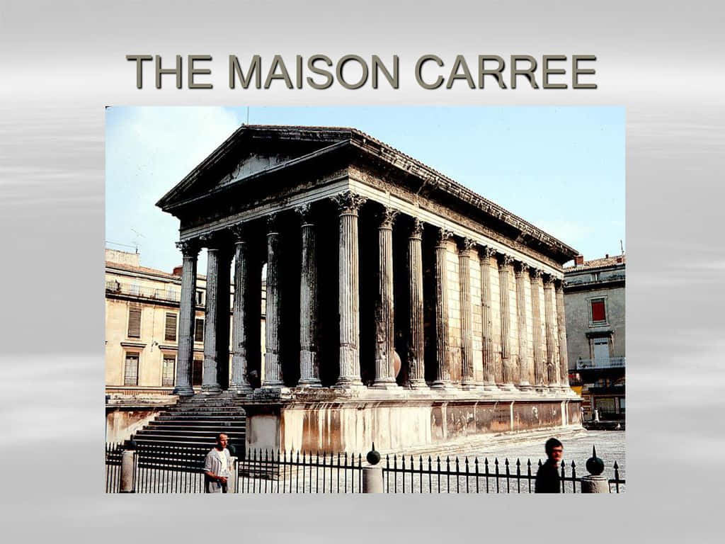 Maison Carrée, tall columns, bright sky, SD Desktop Wallpaper