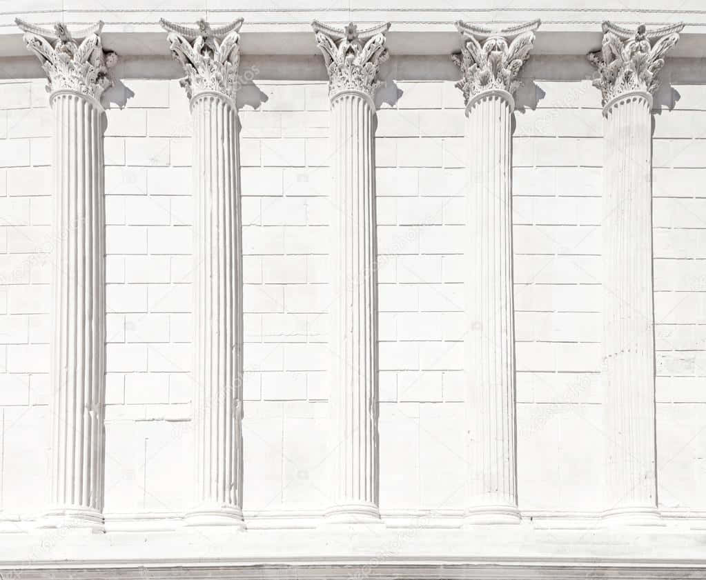 Maison Carrée, white Corinthian columns, clean stone wall, SD Desktop Wallpaper