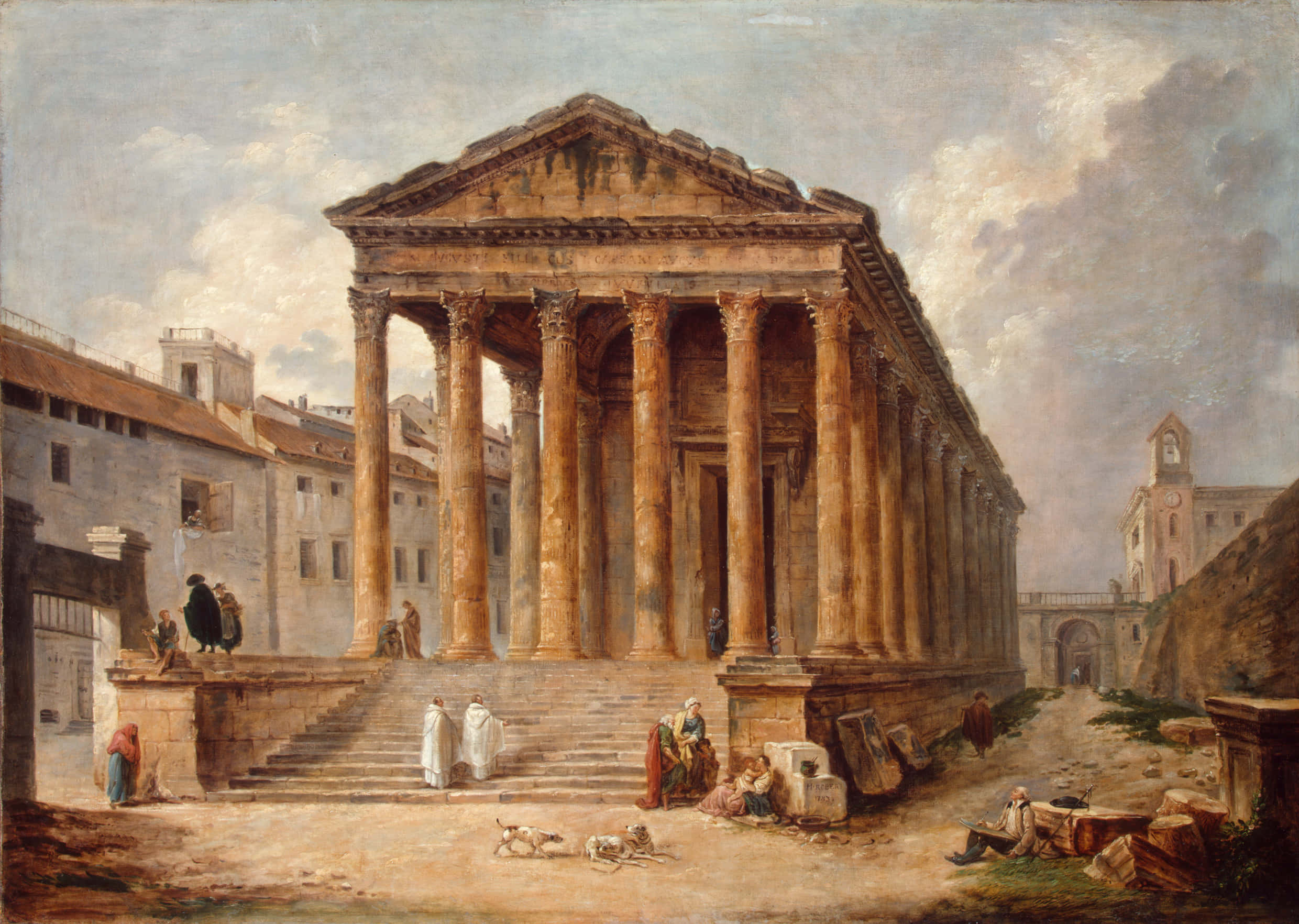 Maison Carrée, ancient Roman temple, towering columns, Full HD Desktop Wallpaper