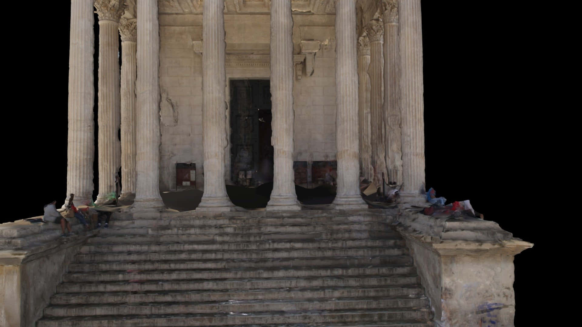 Maison Carrée, steps, tall columns, Full HD Desktop Wallpaper