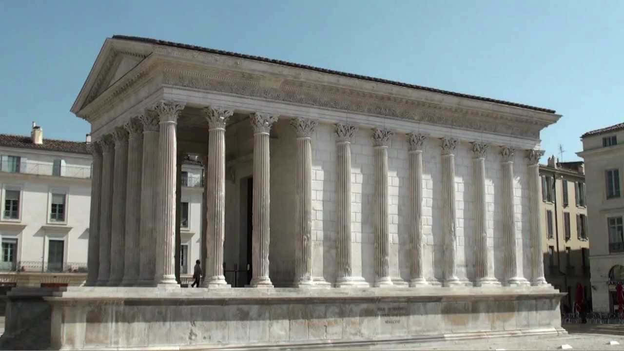 Maison Carrée, neoclassical temple, fluted columns, HD Desktop Wallpaper