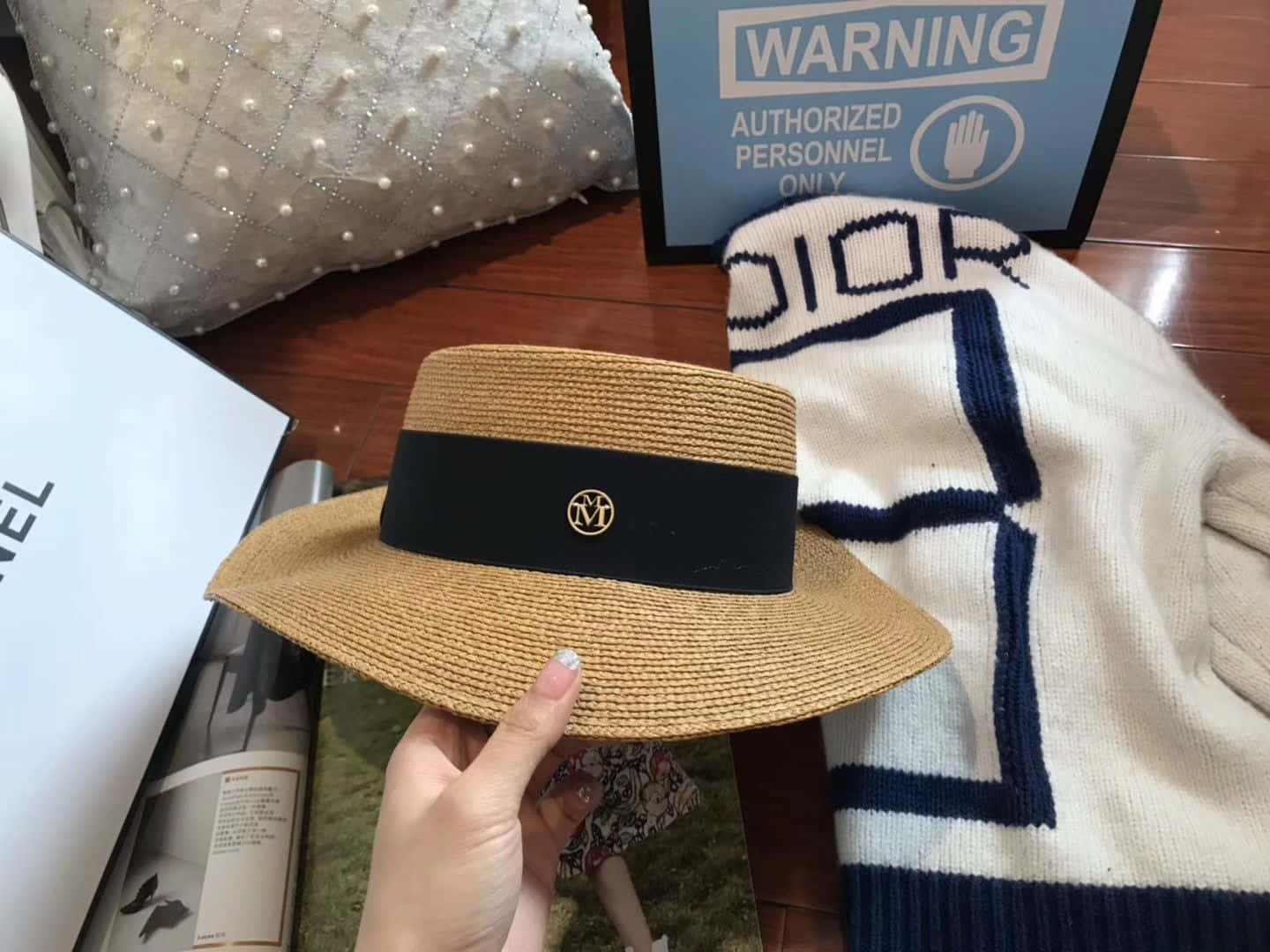 Maison Michel, straw black boatman hat, black band, HD Desktop Wallpaper