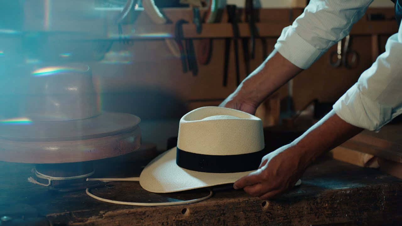 Maison Michel, white straw hat, black band, HD Desktop Wallpaper