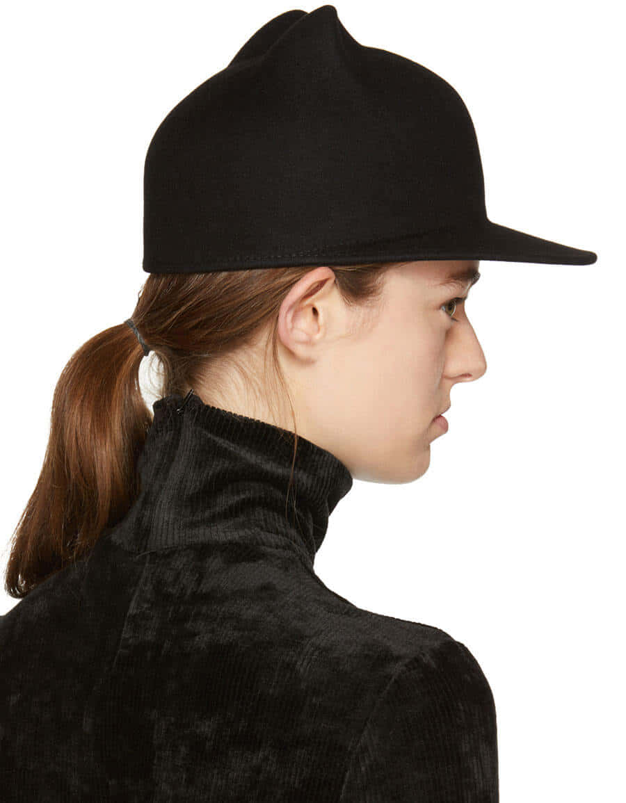 Maison Michel, cat eared hat, black riding hat, SD Phone Wallpaper