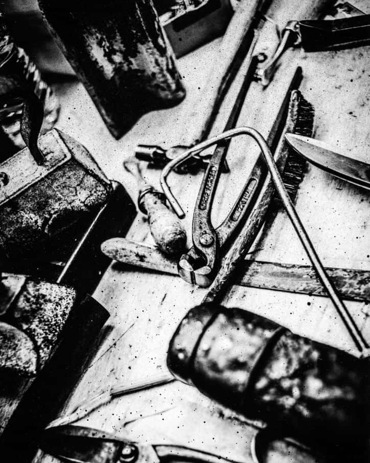 Maison Michel, hat crafting tools, black and white, SD Phone Wallpaper