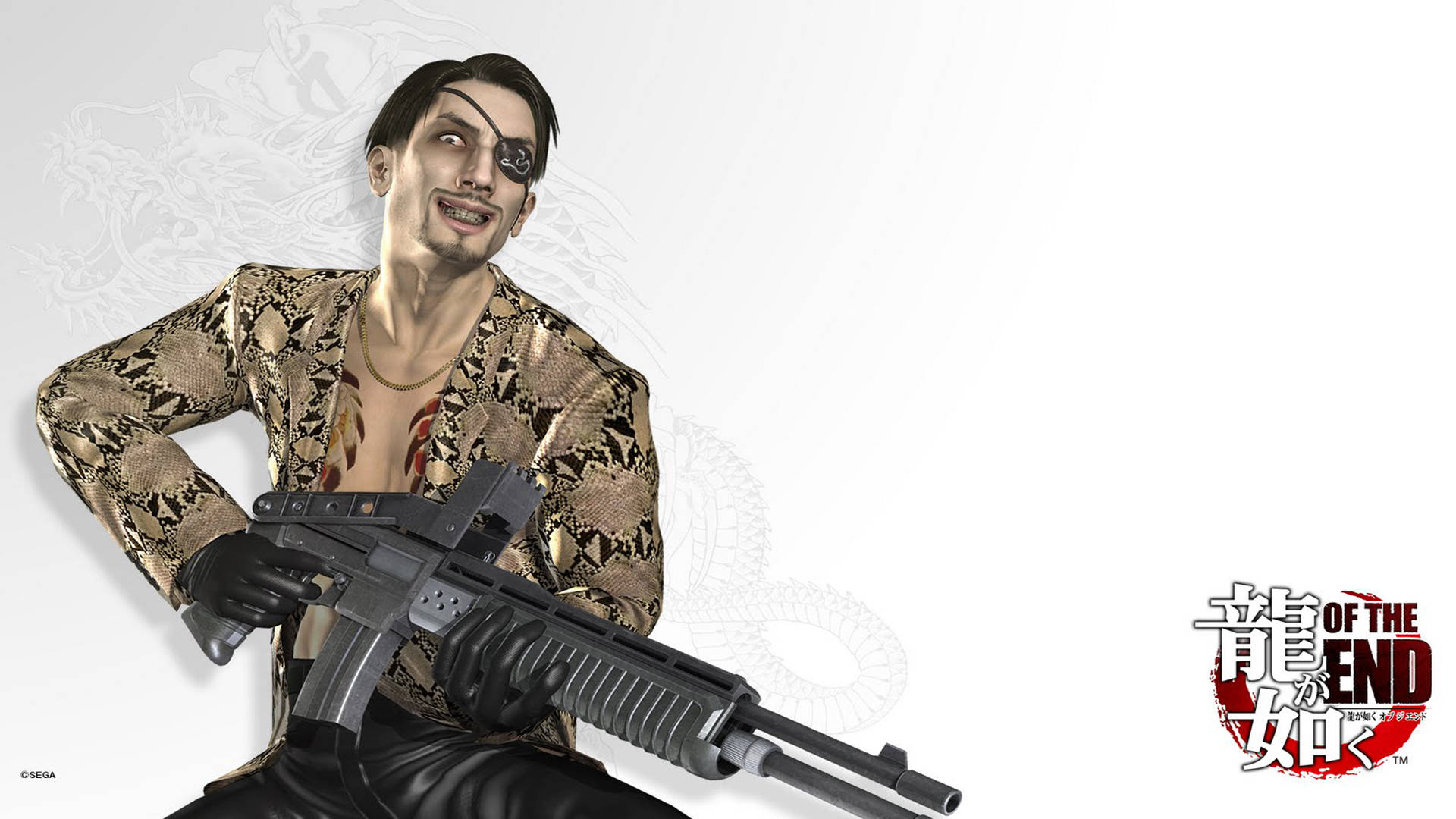 Majima Goro, eyepatch, snake-print jacket, Full HD Desktop Wallpaper