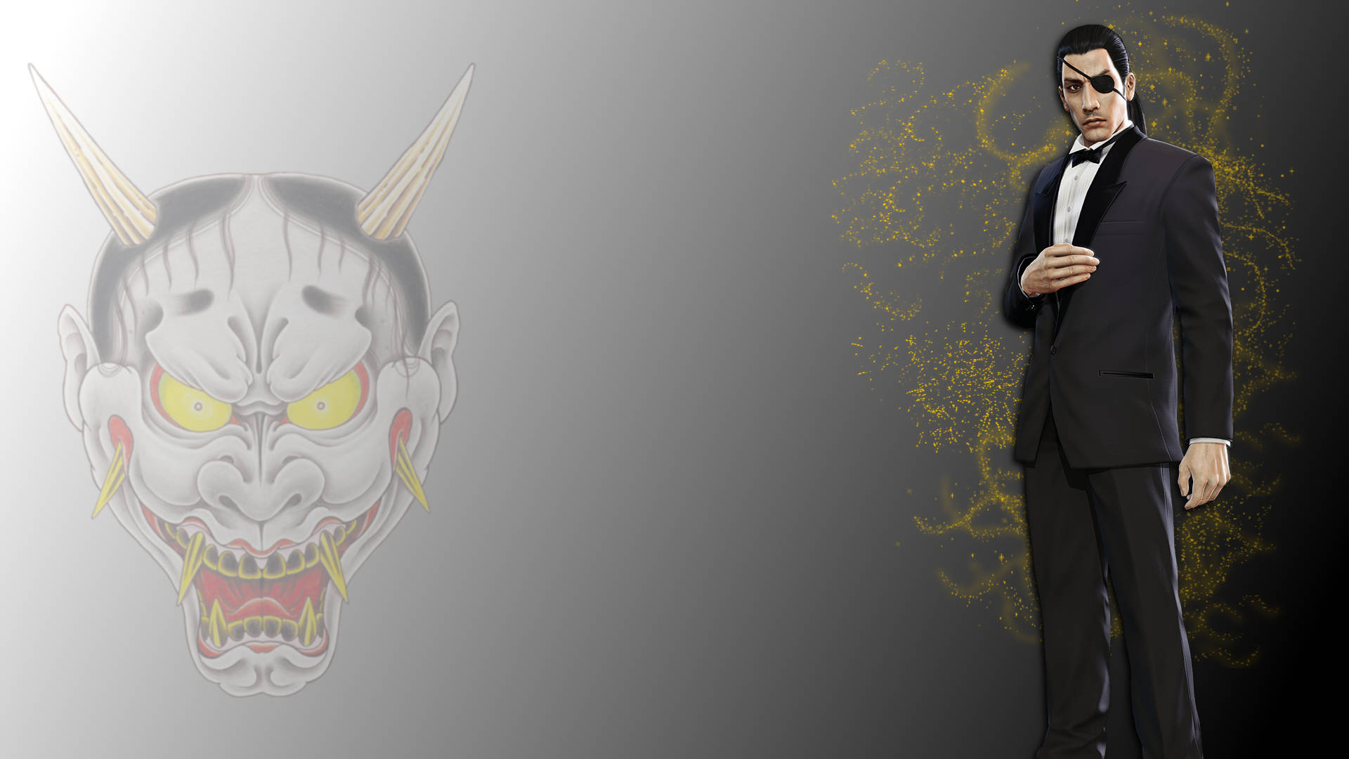 Majima Goro, black tuxedo, eyepatch, Full HD Desktop Wallpaper