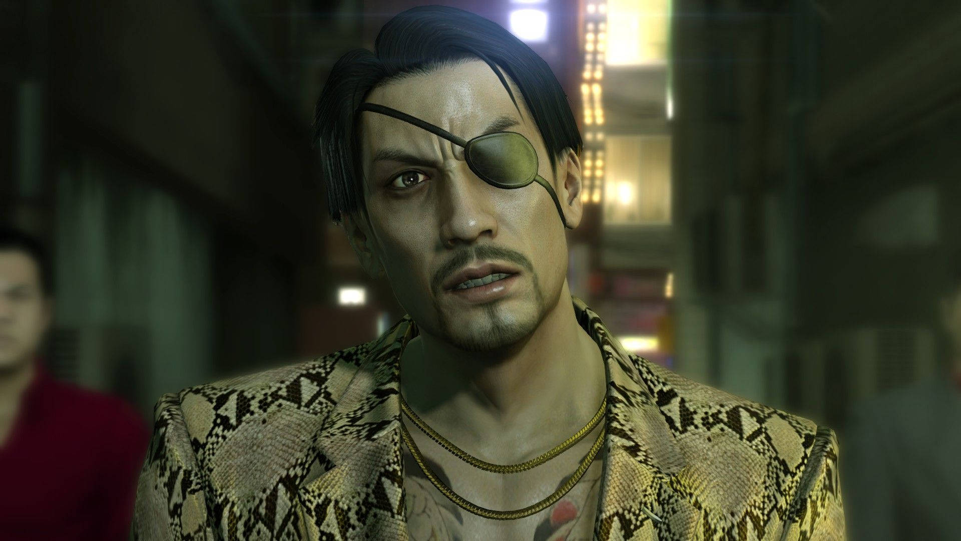 Majima Goro, eyepatch, snake skin jacket, Full HD Desktop Wallpaper