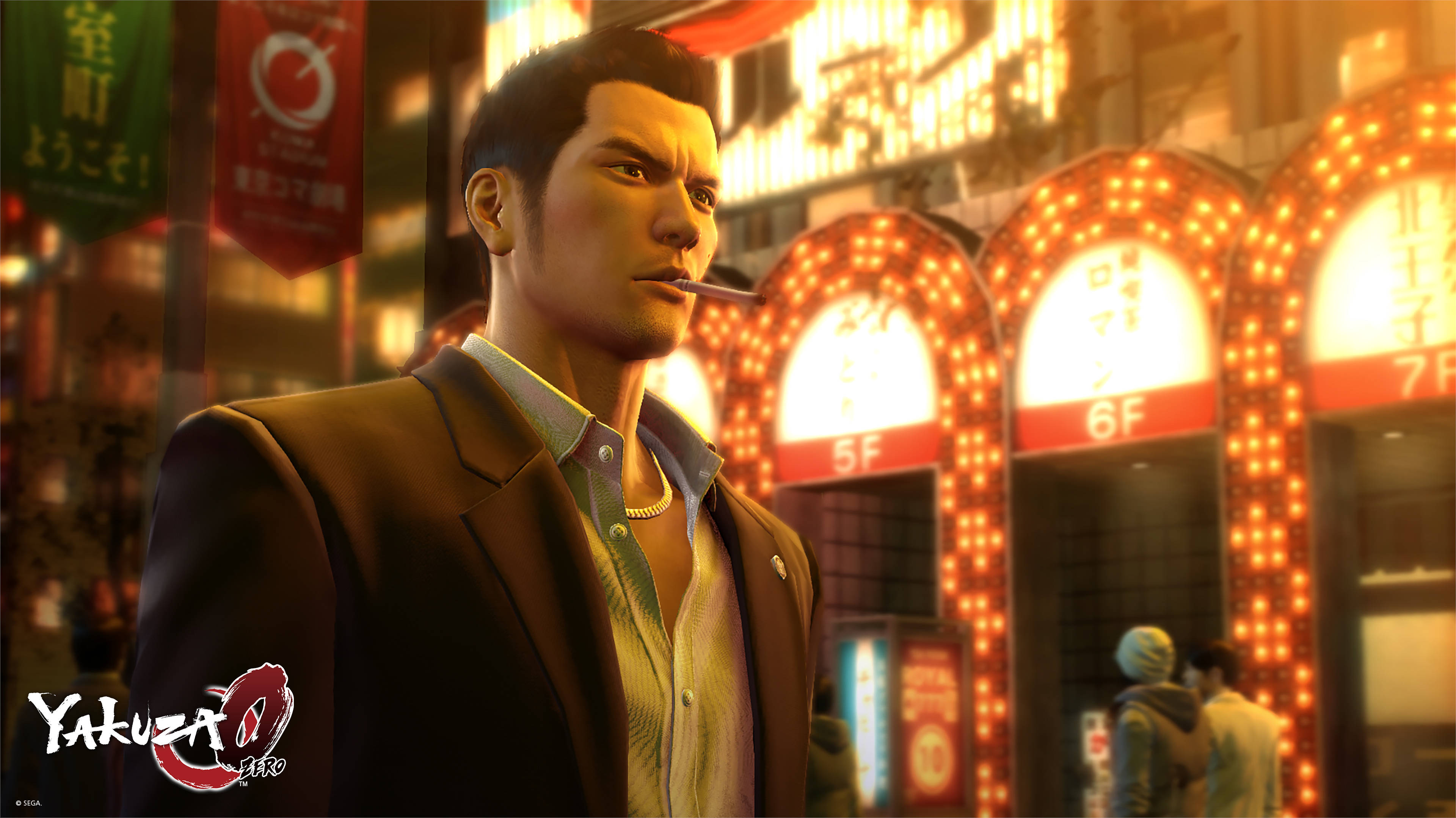 Majima Goro, neon lights, Japanese city street, 4K Desktop Wallpaper
