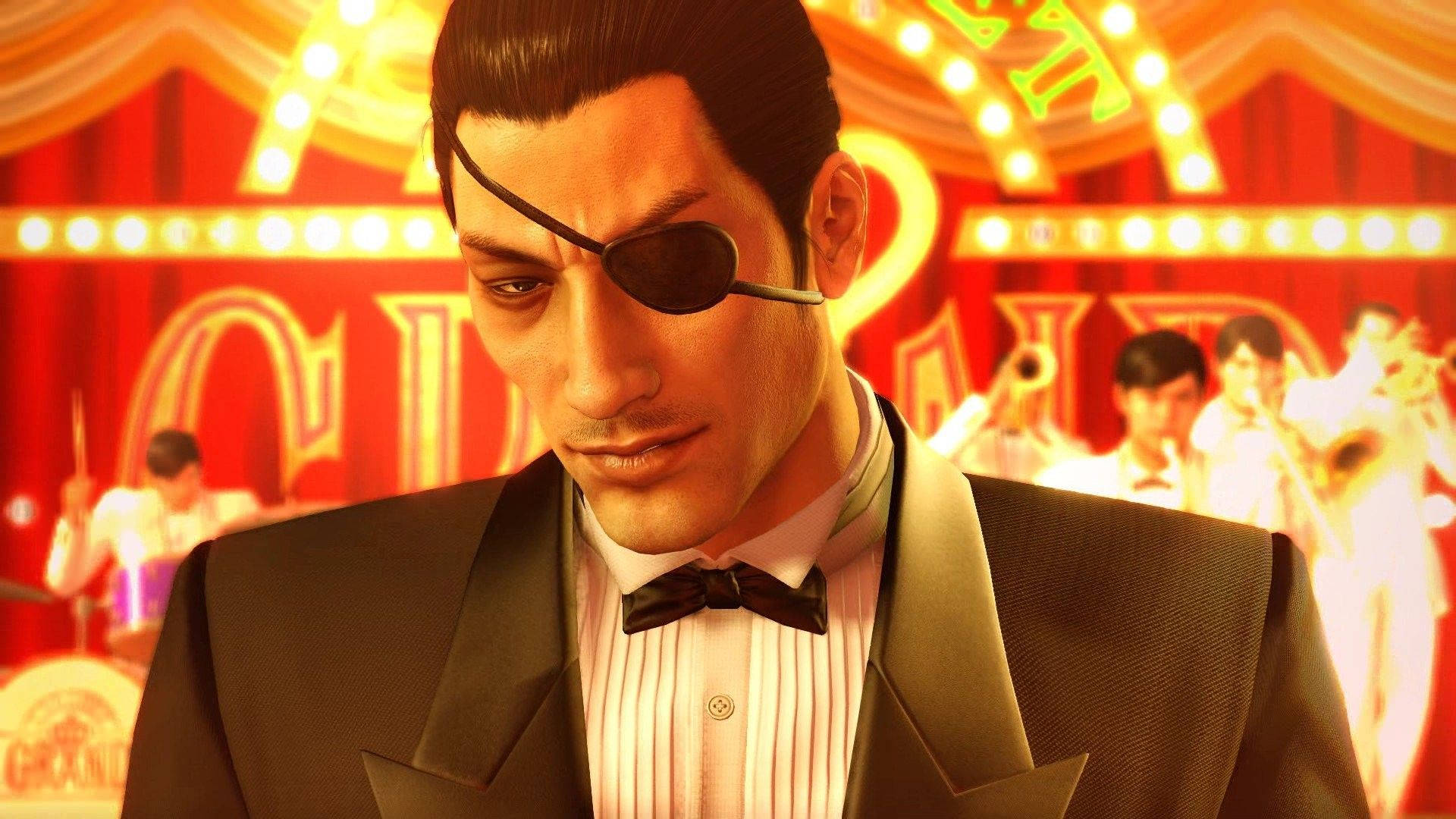 Majima Goro, eyepatch, tuxedo, Full HD Desktop Wallpaper
