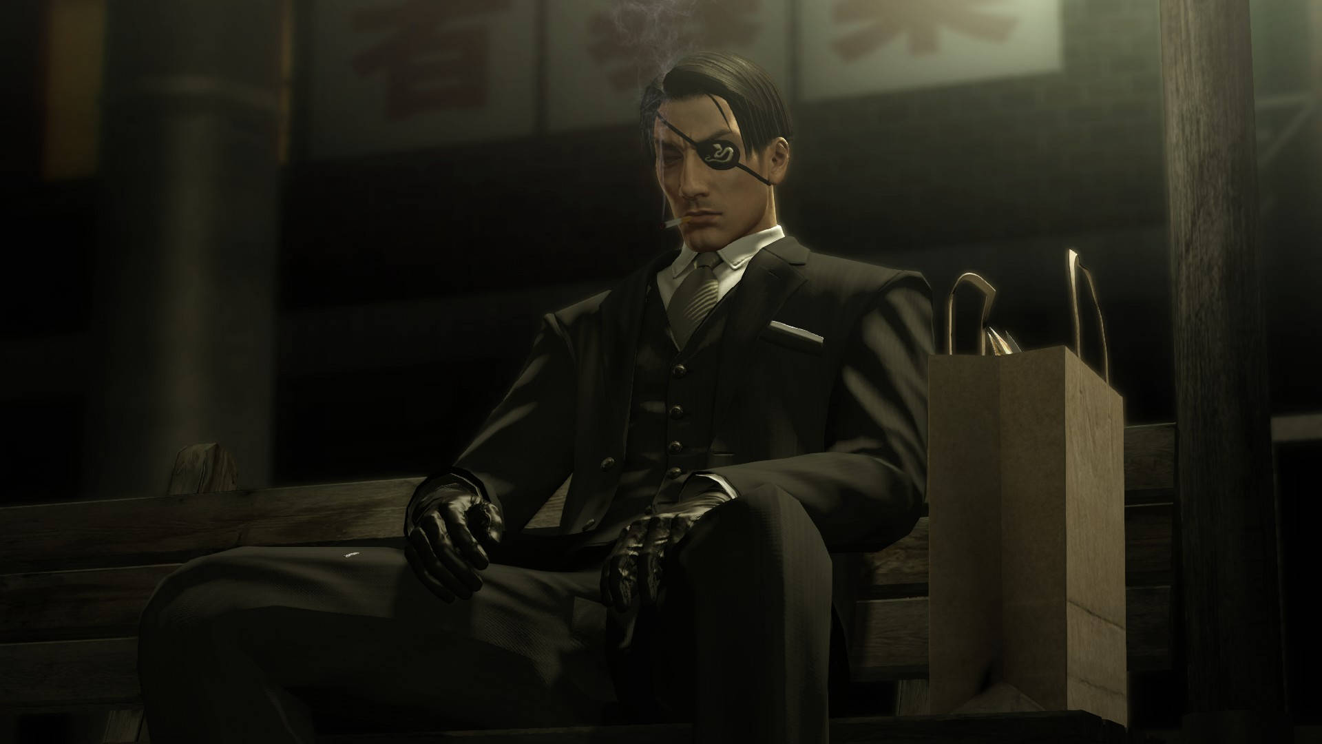 Majima Goro, eyepatch, cigarette, Full HD Desktop Wallpaper