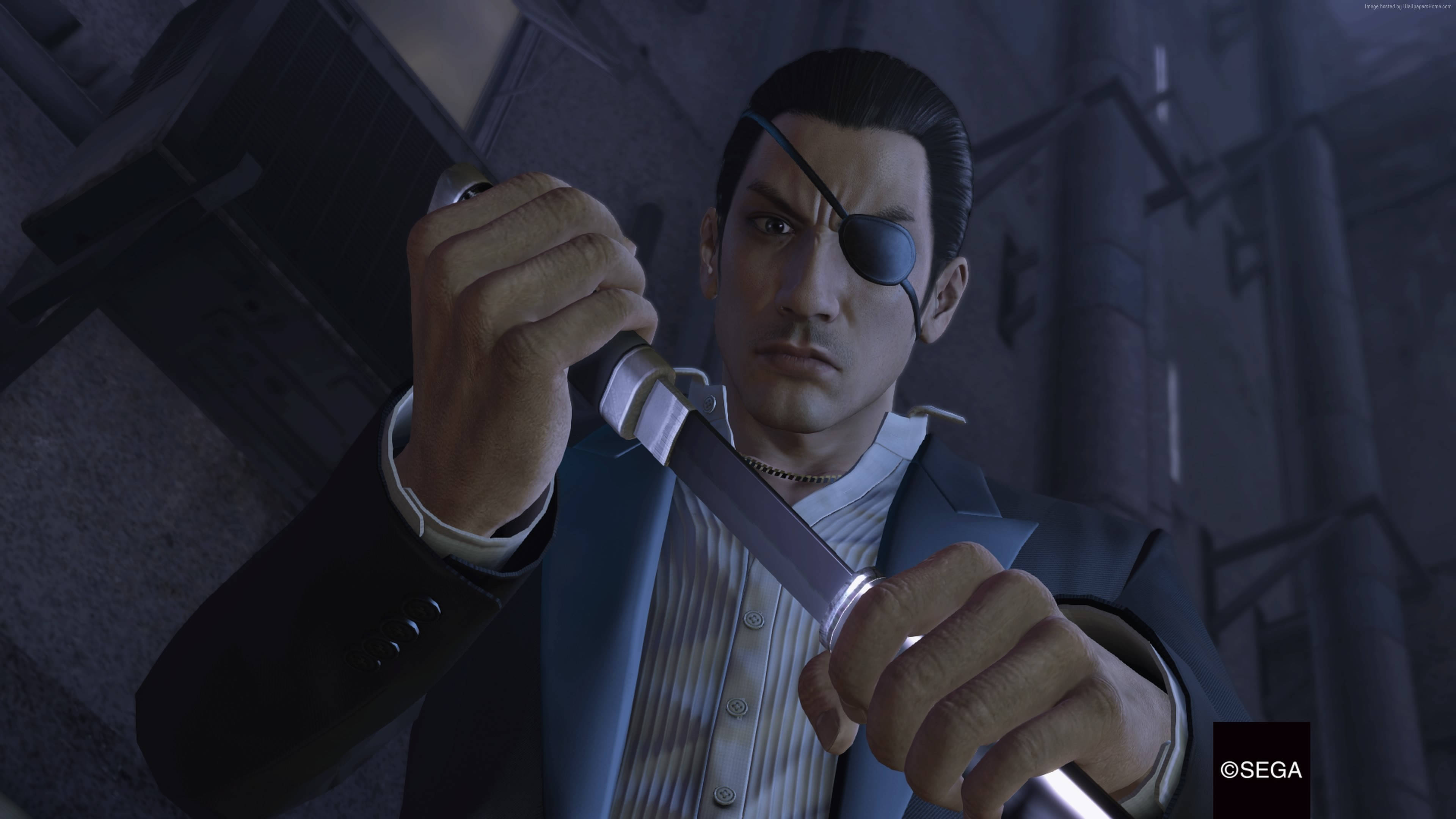 Majima Goro, eyepatch, knife, 4K Desktop Wallpaper