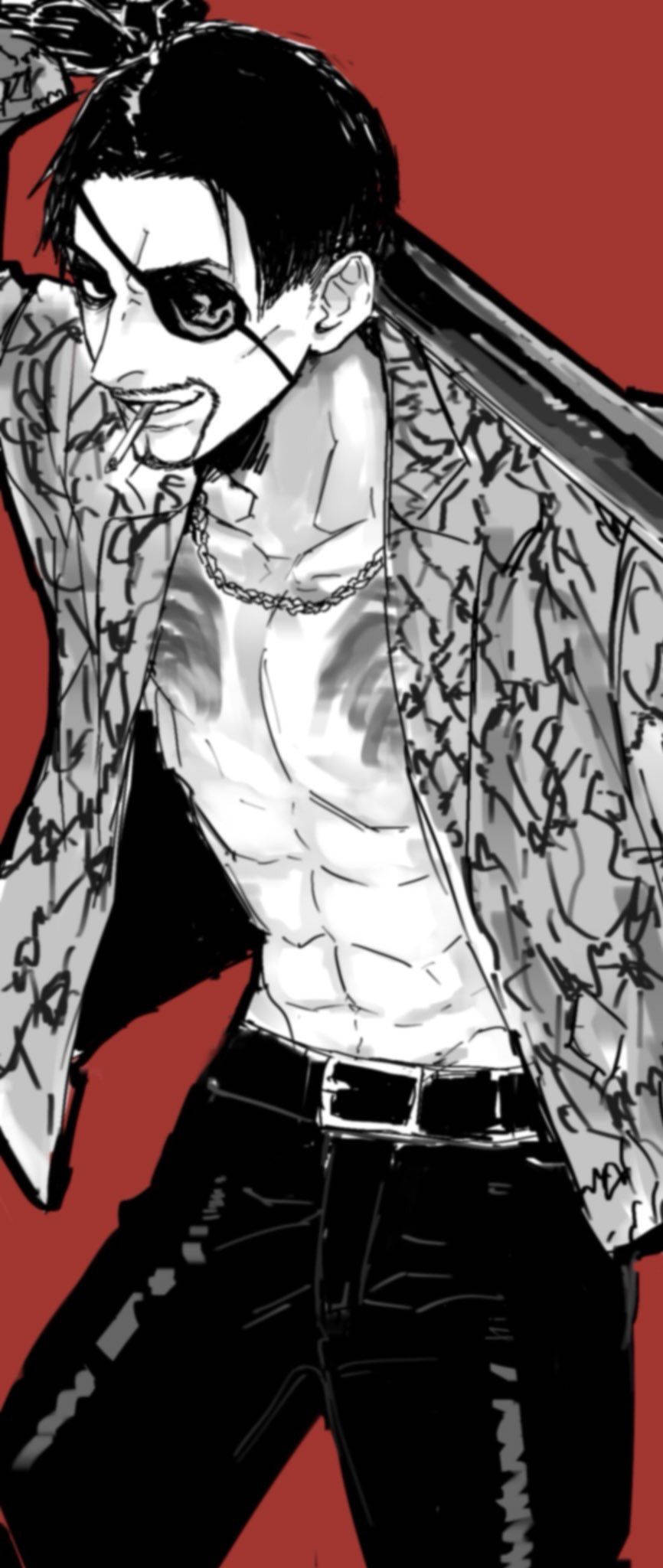 Majima Goro, black eye patch, messy hair, Full HD Phone Wallpaper