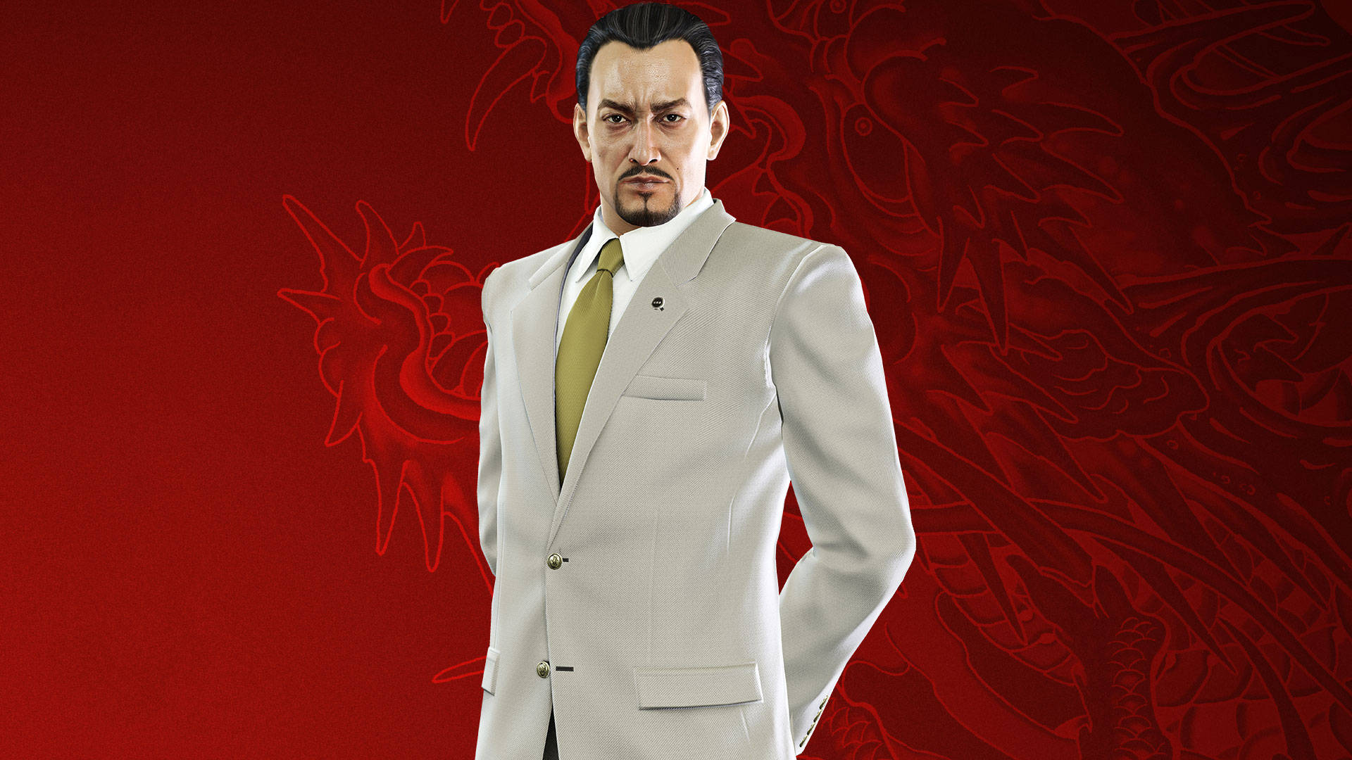 Majima Goro, white suit, green tie, Full HD Desktop Wallpaper