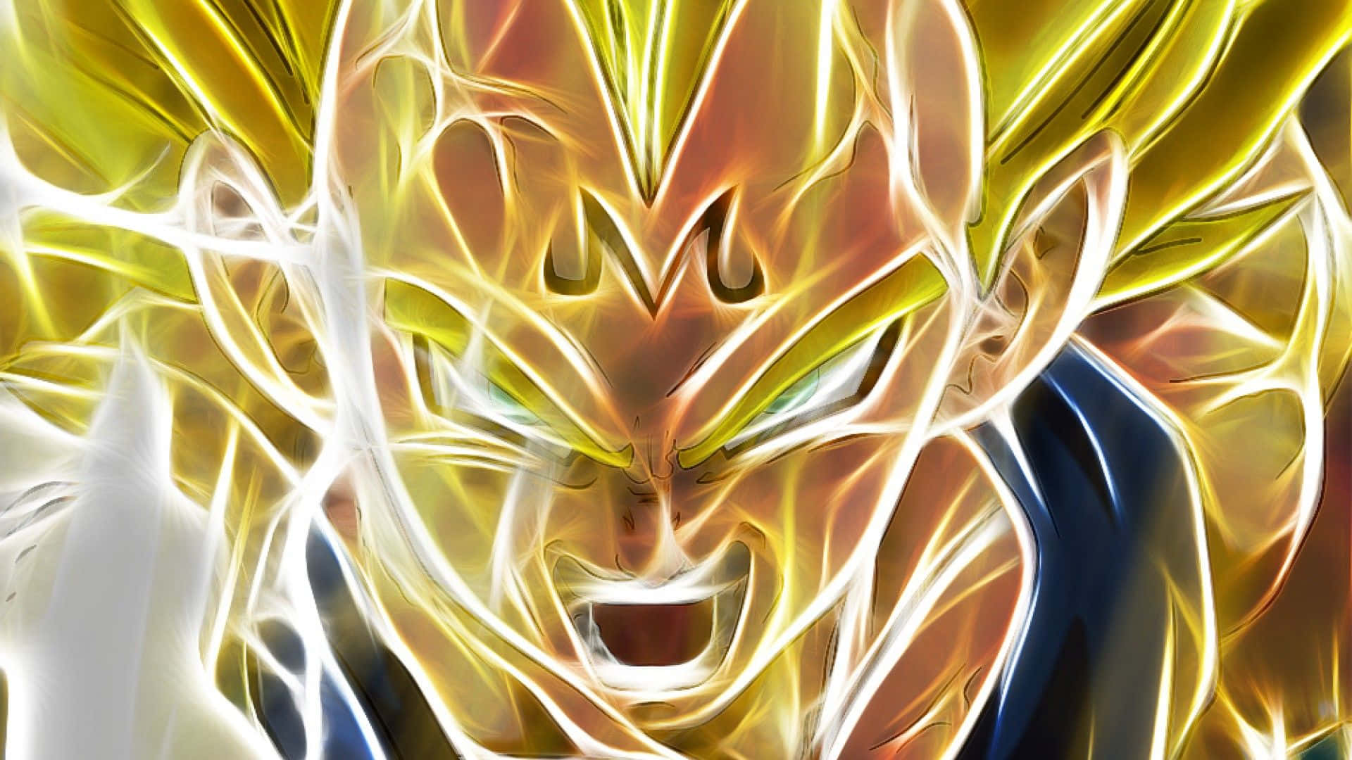 Majin Vegeta, golden hair, glowing eyes, Full HD Desktop Wallpaper