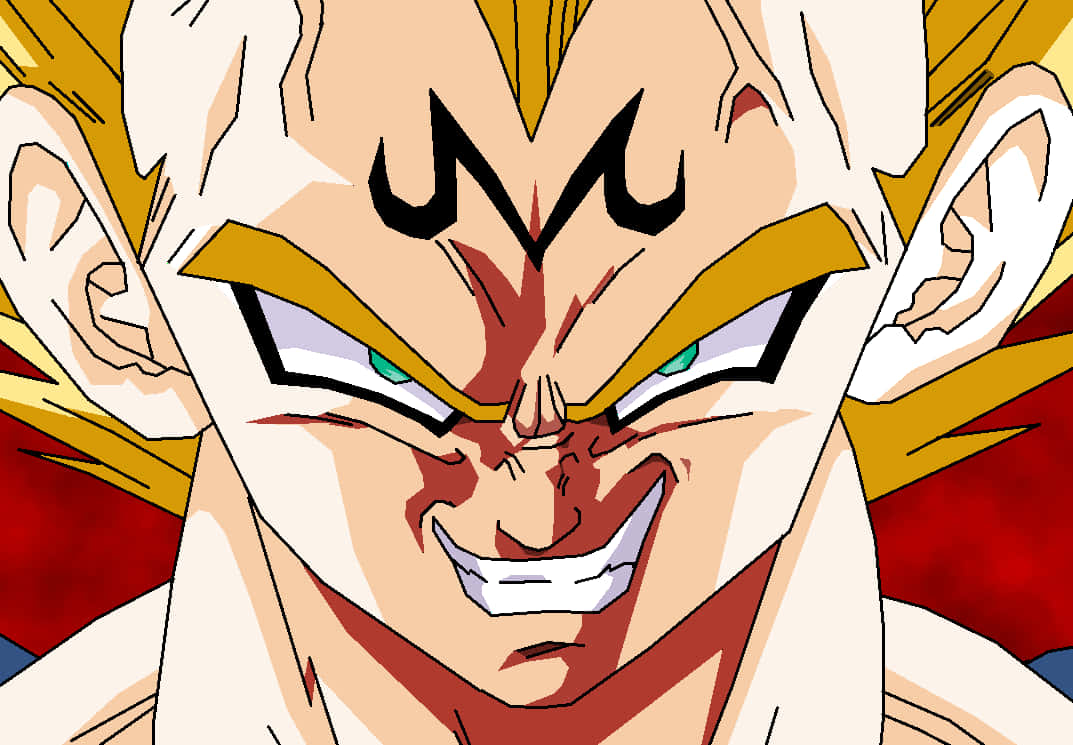 Majin Vegeta, spiky blonde hair, intense green eyes, SD Desktop Wallpaper