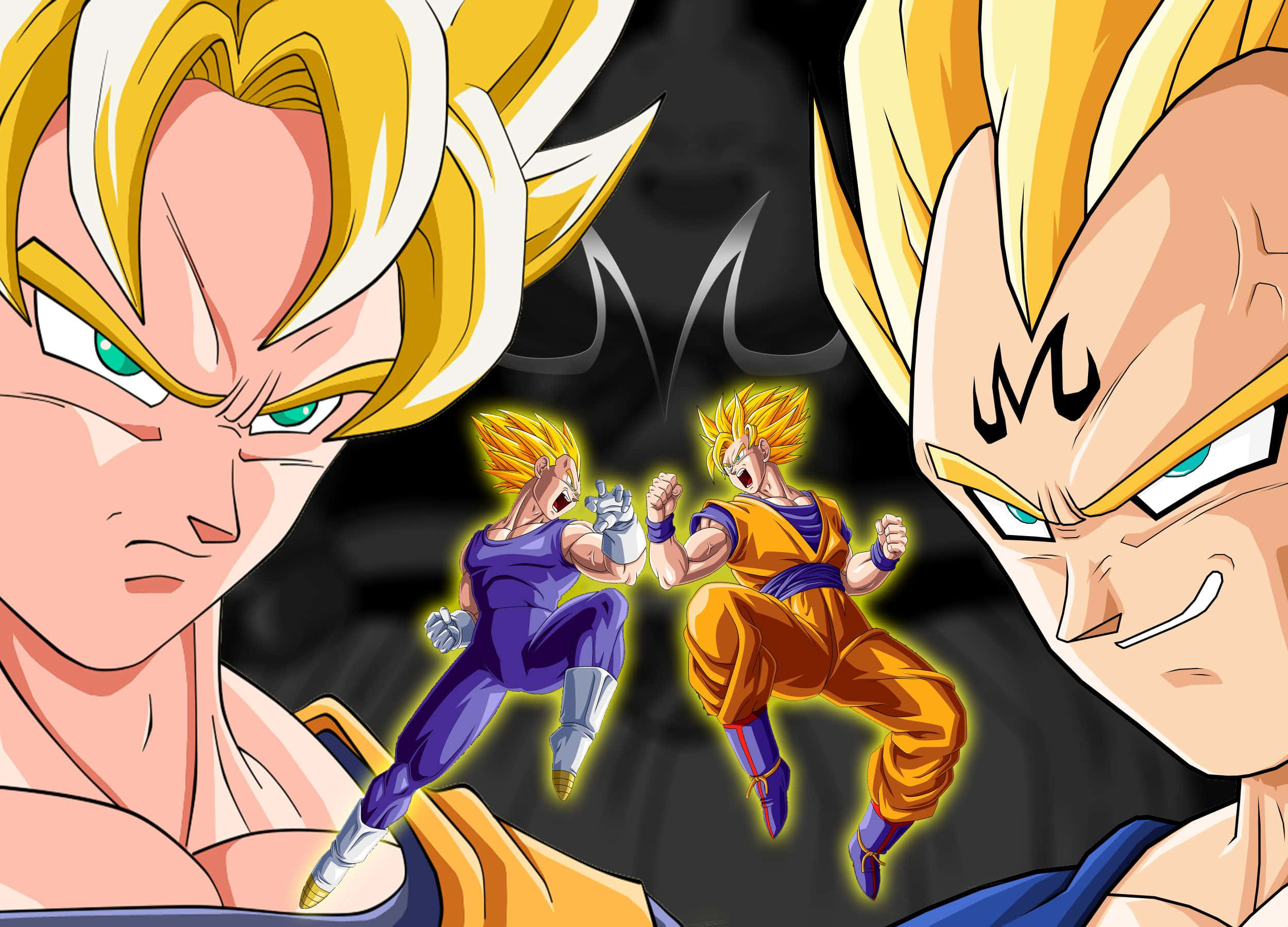 Majin Vegeta, Saiyan warriors, giant Saiyan warriors, Full HD Desktop Wallpaper