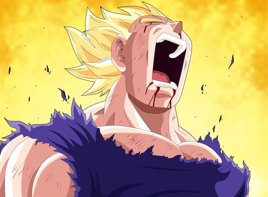 Majin Vegeta, spiky blonde hair, screaming, SD Desktop Wallpaper