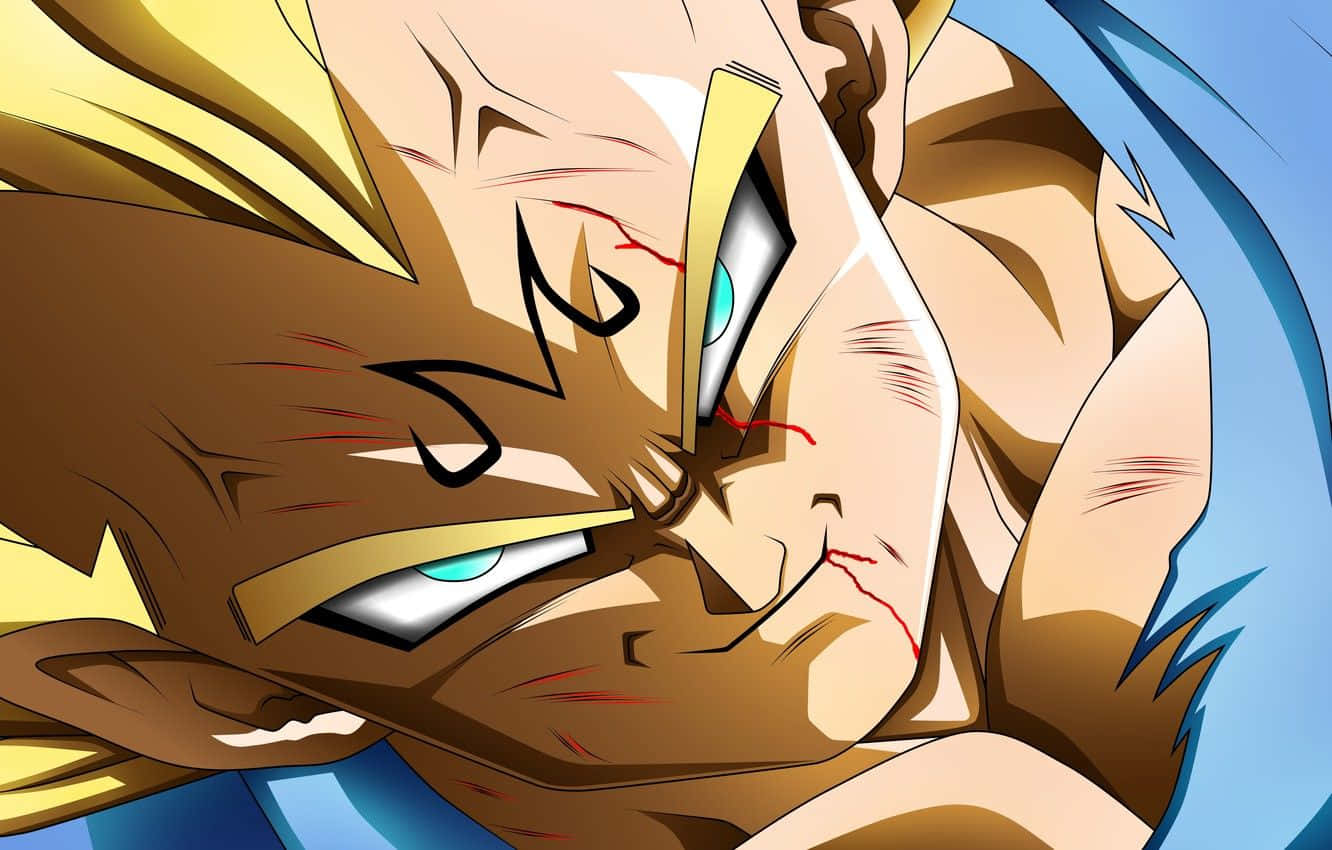 Majin Vegeta, golden hair, blue eyes, HD Desktop Wallpaper