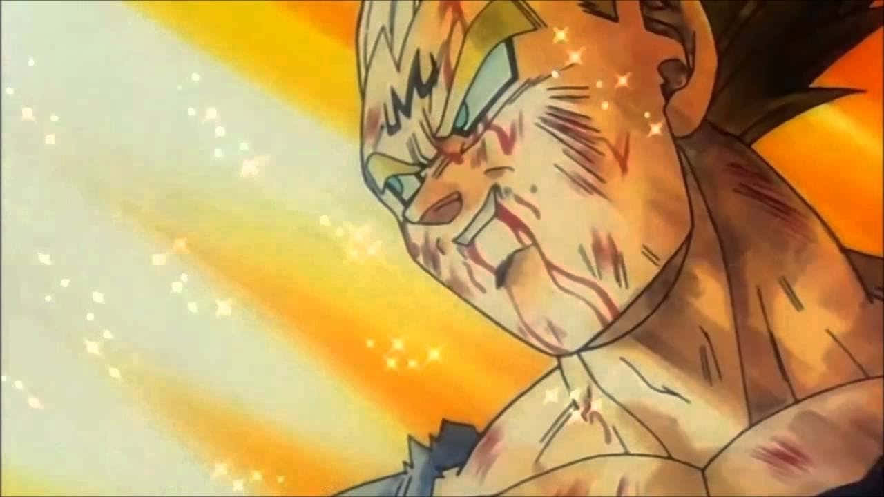 Majin Vegeta, glowing eyes, bloodied face, HD Desktop Wallpaper