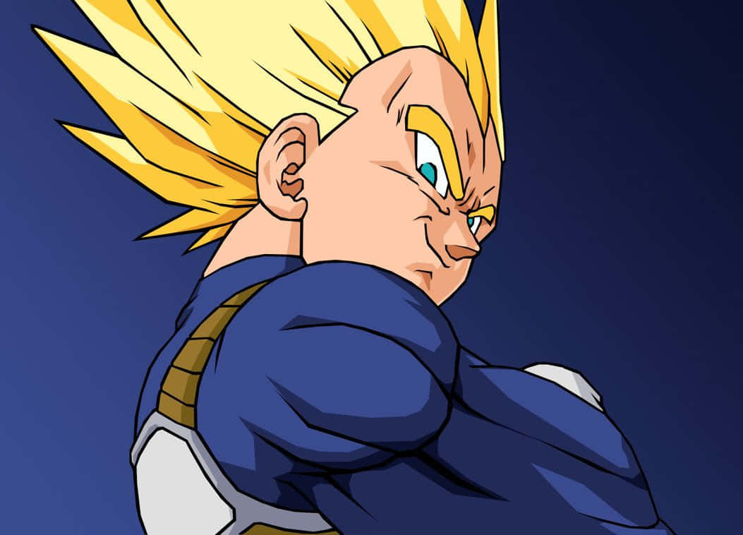 Majin Vegeta, spiky golden hair, blue armor, SD Desktop Wallpaper
